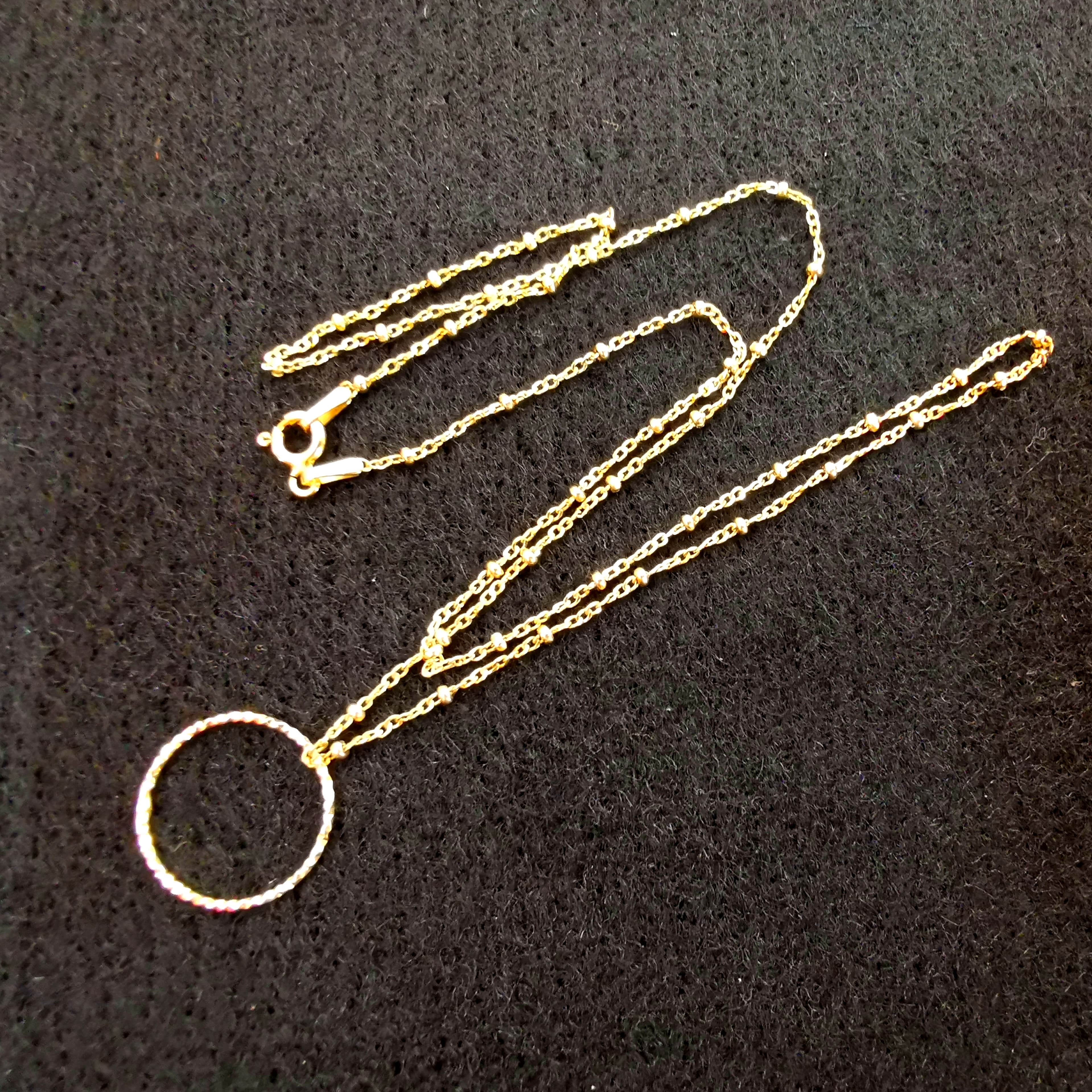 Lebenskreis Gold Kettchen, filigran, vergoldet, Karma Symbol Kette, geweiht, Vertrauen ins Leben