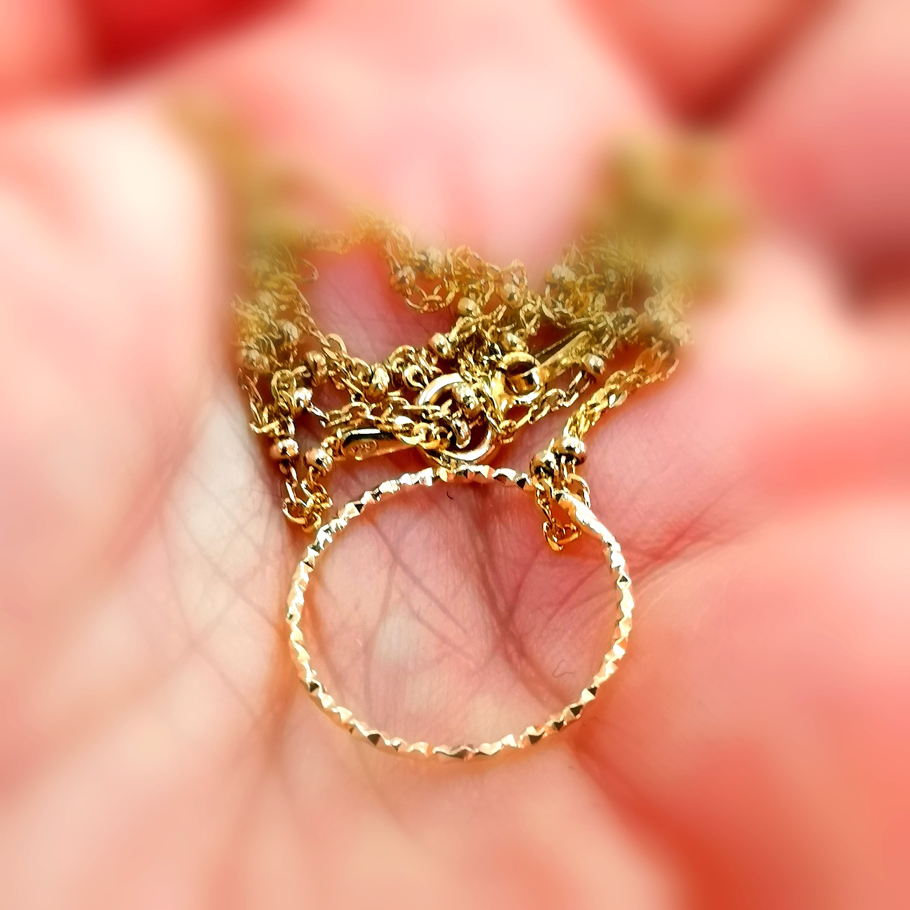 Lebenskreis Gold Kettchen, filigran, vergoldet, Karma Symbol Kette, geweiht, Vertrauen ins Leben