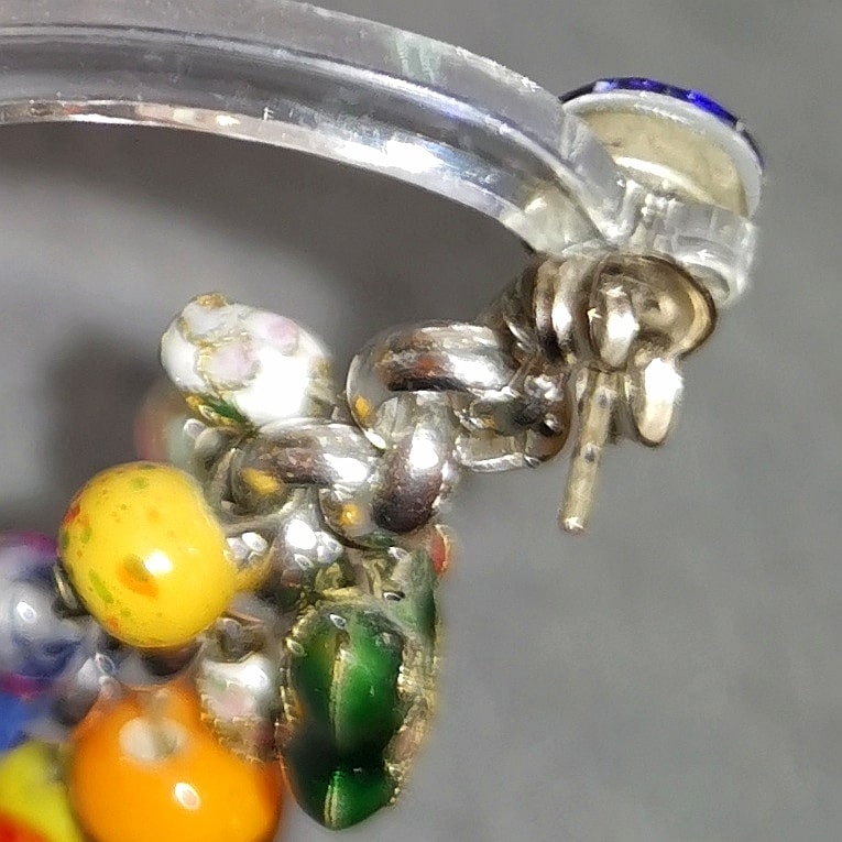 Boho Vintage Hippie Ohrringe bunt silberfarben, üppige lange Ohrstecker