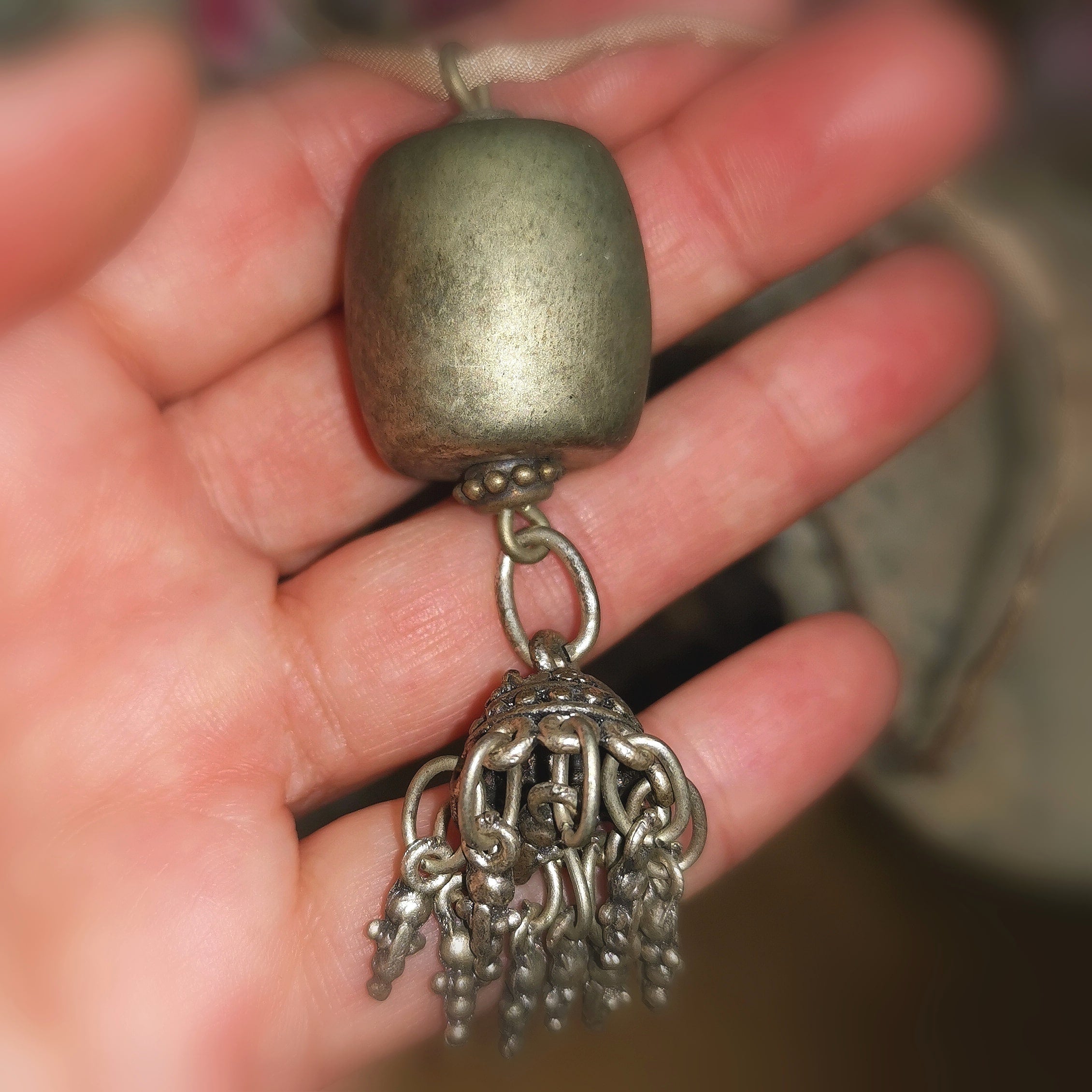 Boho Hippie Schmuck Talisman Kreuz Kette an Seide - Schutz