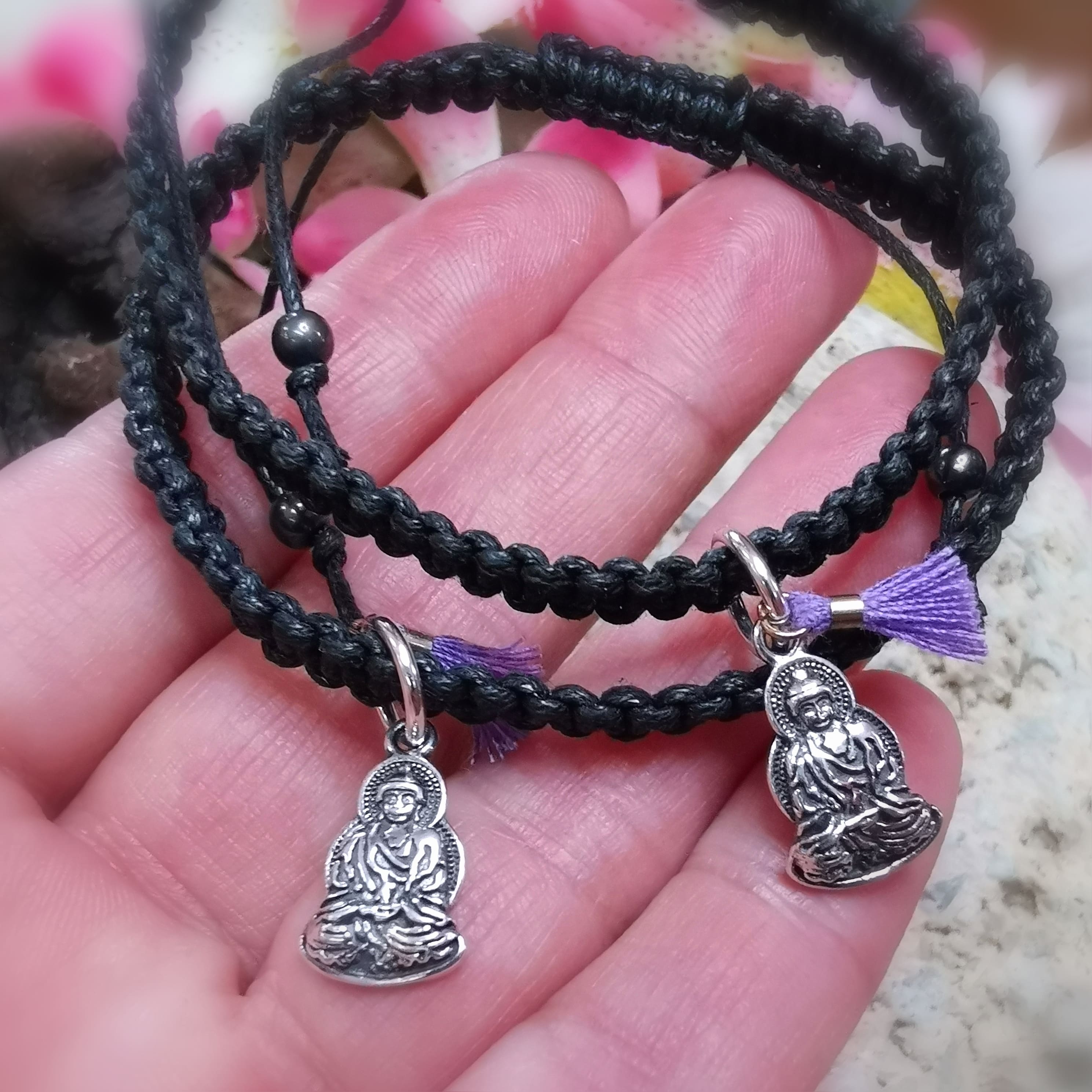 Buddha Troddel Makramee Karma Armband, Boho Hippie Schmuck - innerer Frieden