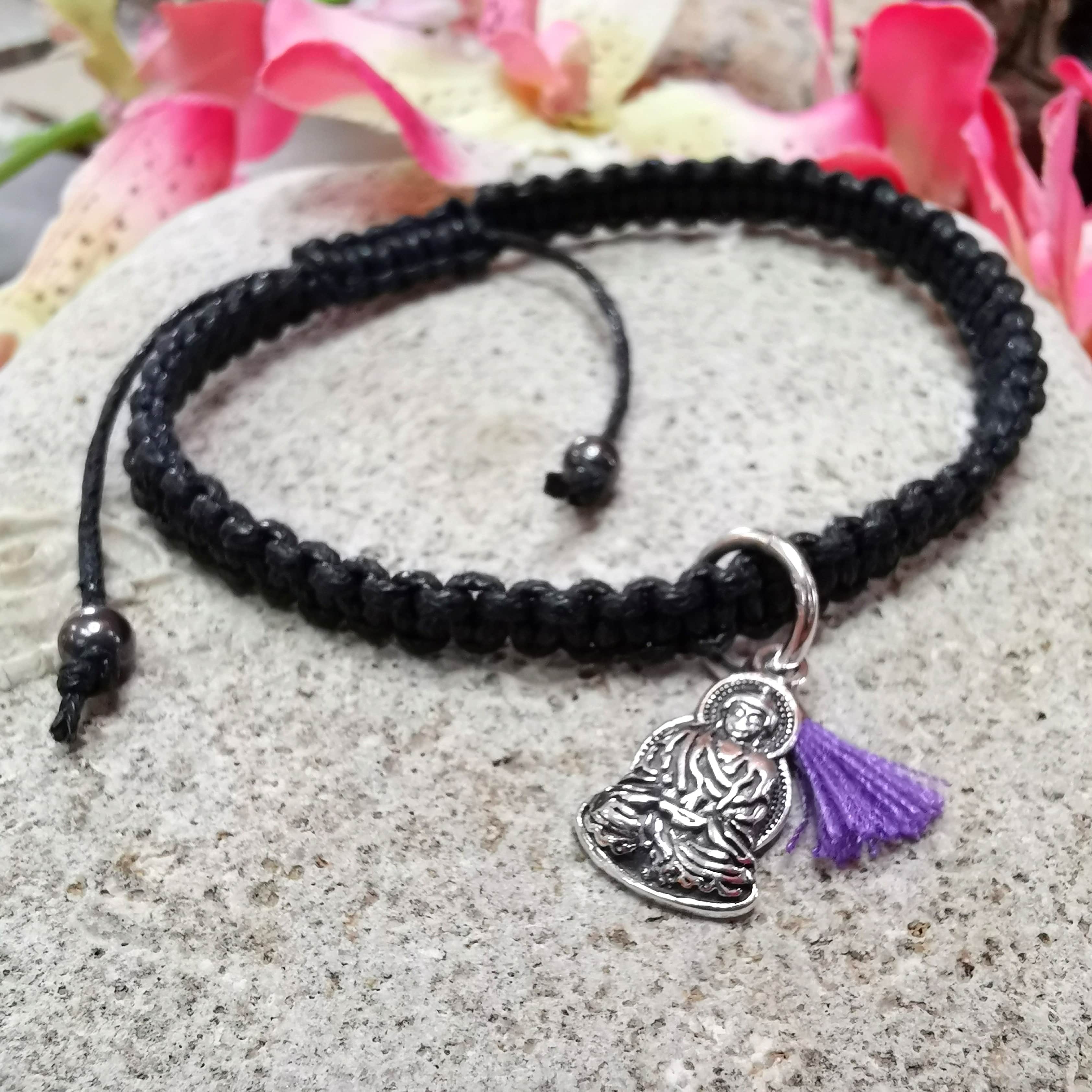 Buddha Troddel Makramee Karma Armband, Boho Hippie Schmuck - innerer Frieden