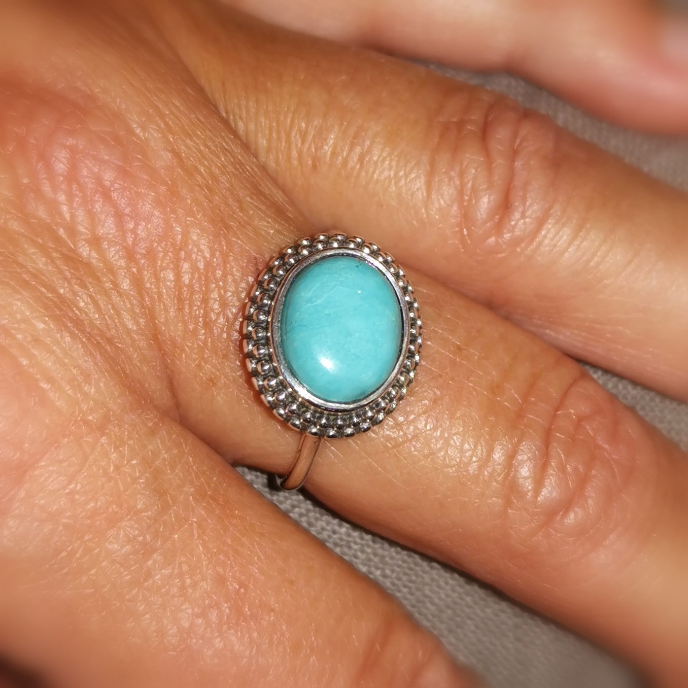 Türkis Magnesit Edelstein Heilstein Ring Sterlingsilber - Größe 60 - Tatkraft, Selbstsicherheit