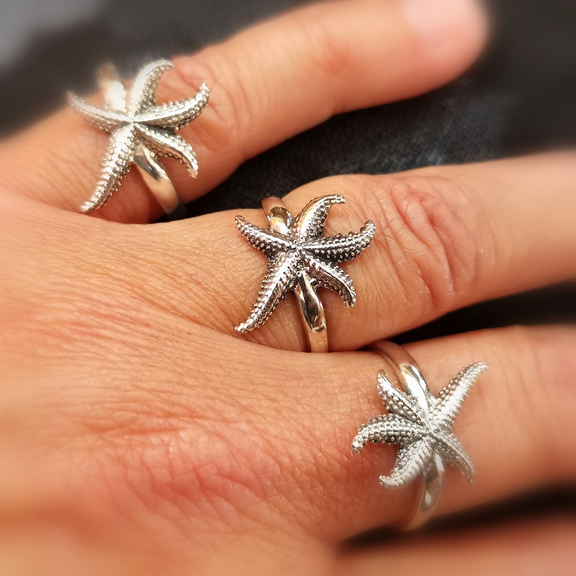 Seestern Krafttier Sterlingsilber Karma Ring, Boho Hippie Fingerring #wundervoll