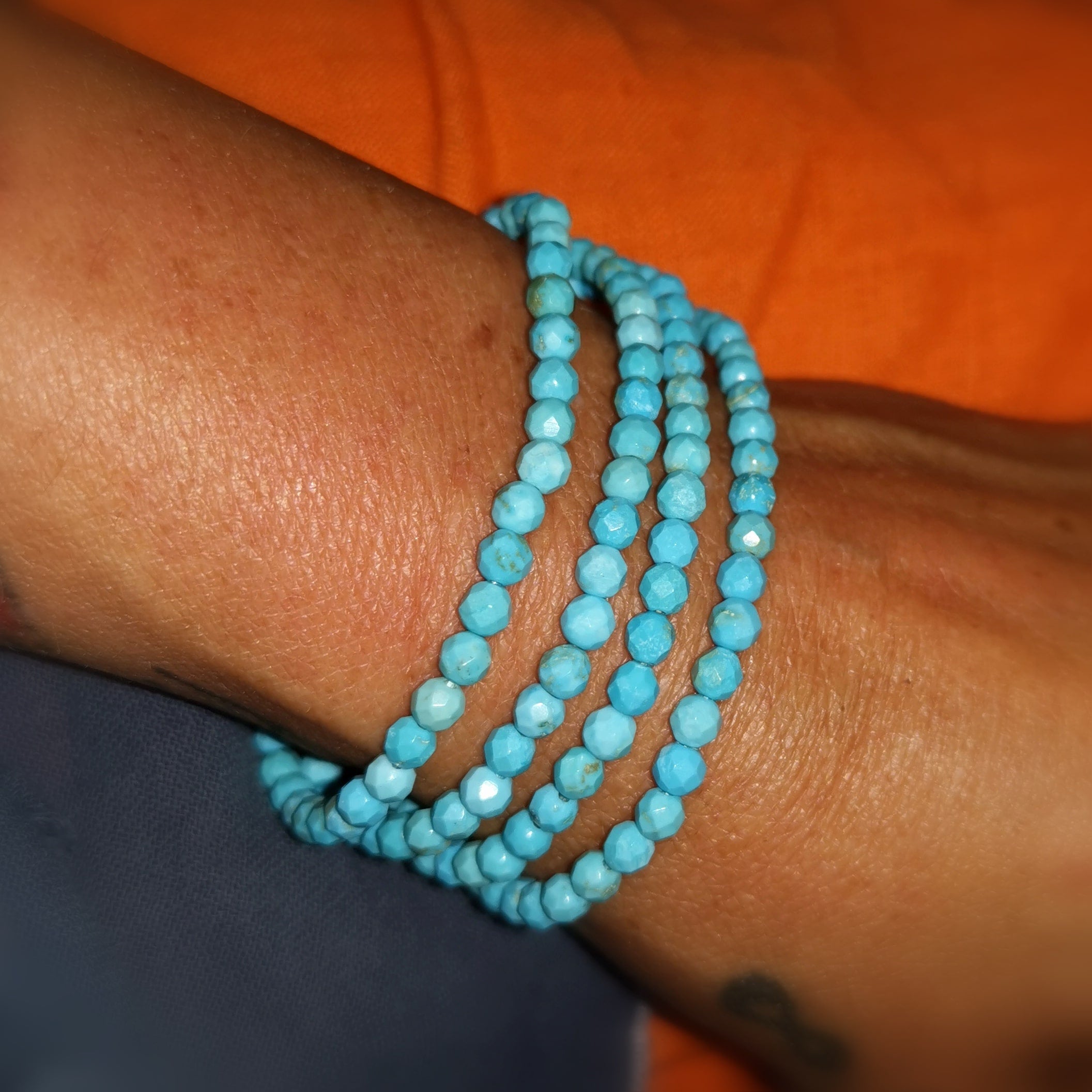 Türkis Edelstein Schmuck Armband 4 mm, Tatkraft und Selbstsicherheit