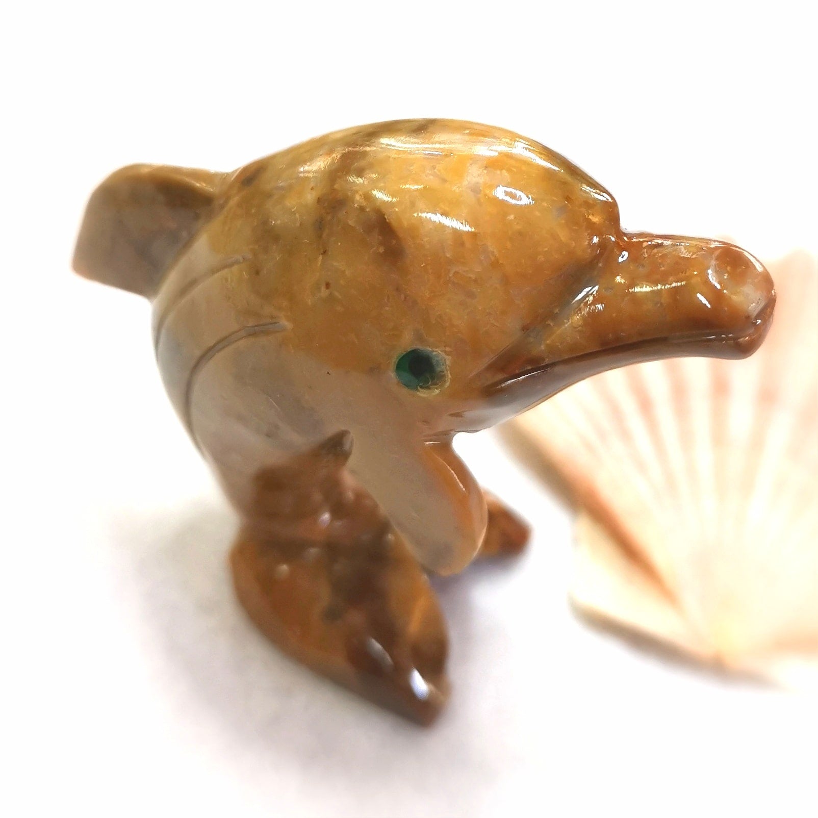 Delfin Onyx Edelstein Standfigur, Krafttier Talisman, Lebensfreude, Schutz Talisman