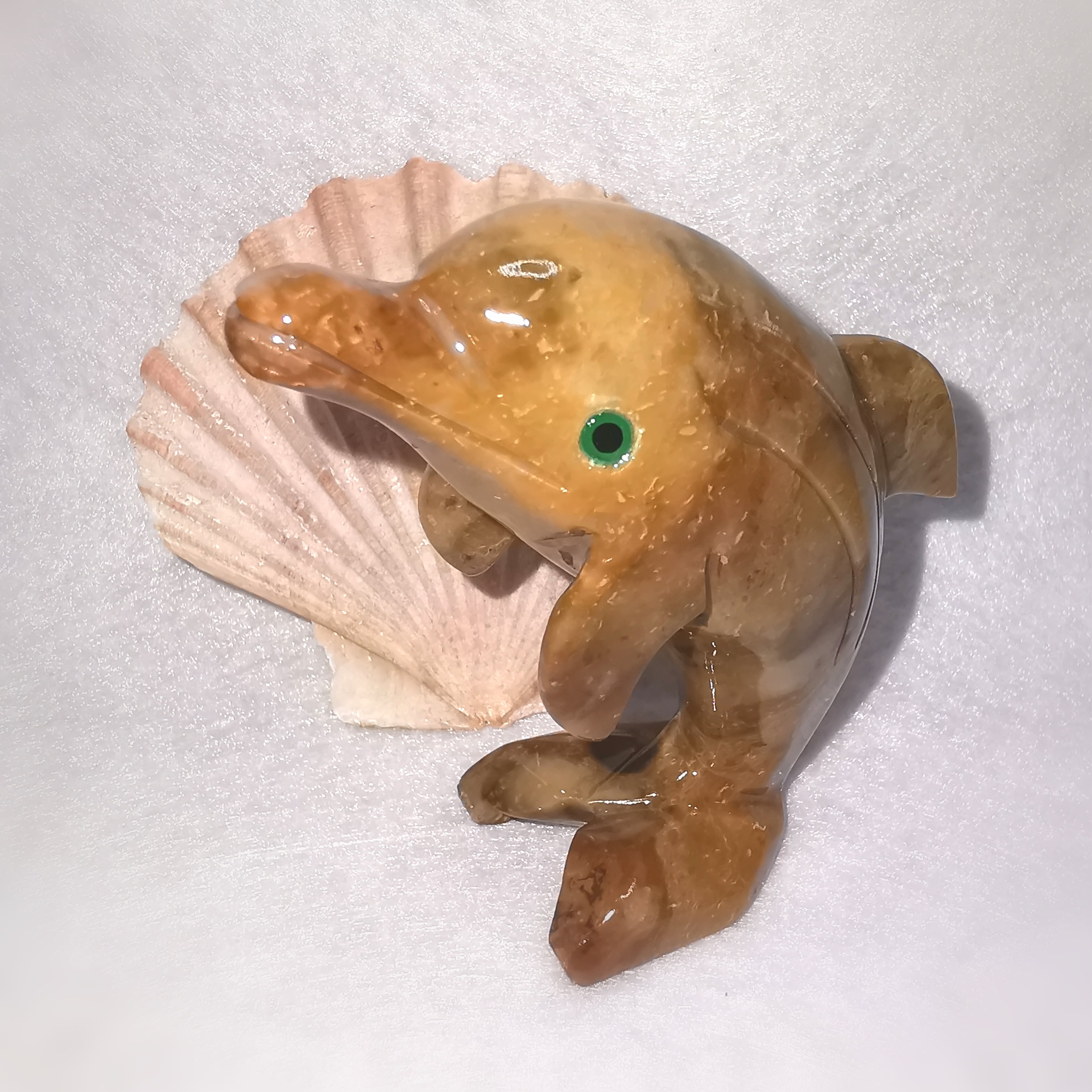 Delfin Onyx Edelstein Standfigur, Krafttier Talisman, Lebensfreude, Schutz Talisman