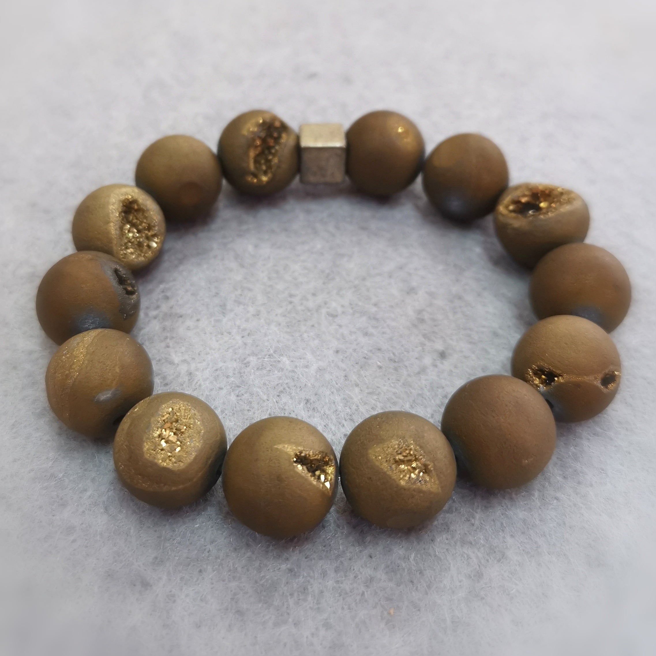 Geoden Achat Geoden Glücksachat Boho Chakra Edelstein Karma Armband, geweiht - Stabilität & Schutz