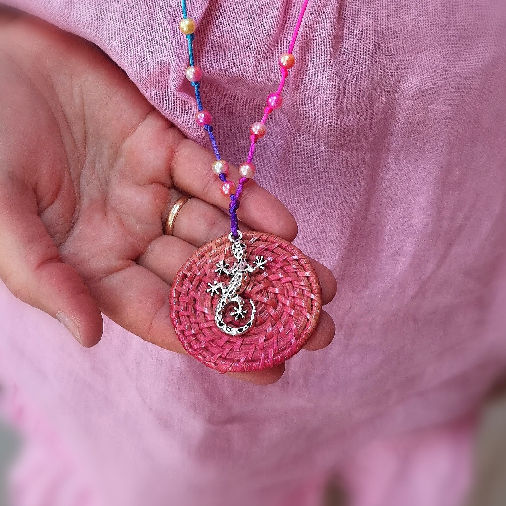 Gecko Salamander Hippie Boho Karma Kette, geweiht, Freiheit durch Gelassenheit