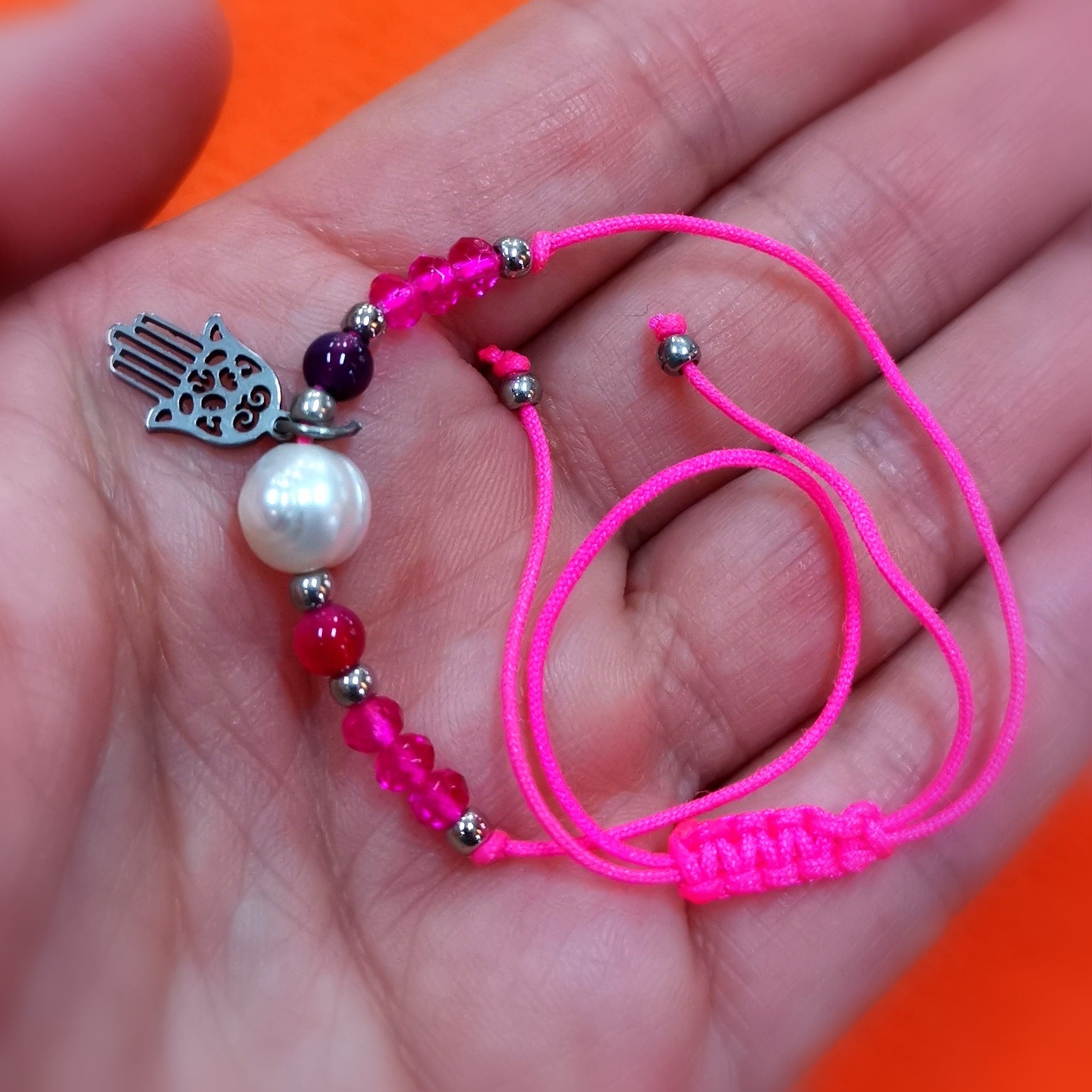 Bijou Boho Karma Armbändchen schützende Hand Fatimas Metall mit Perle, alle Grössen