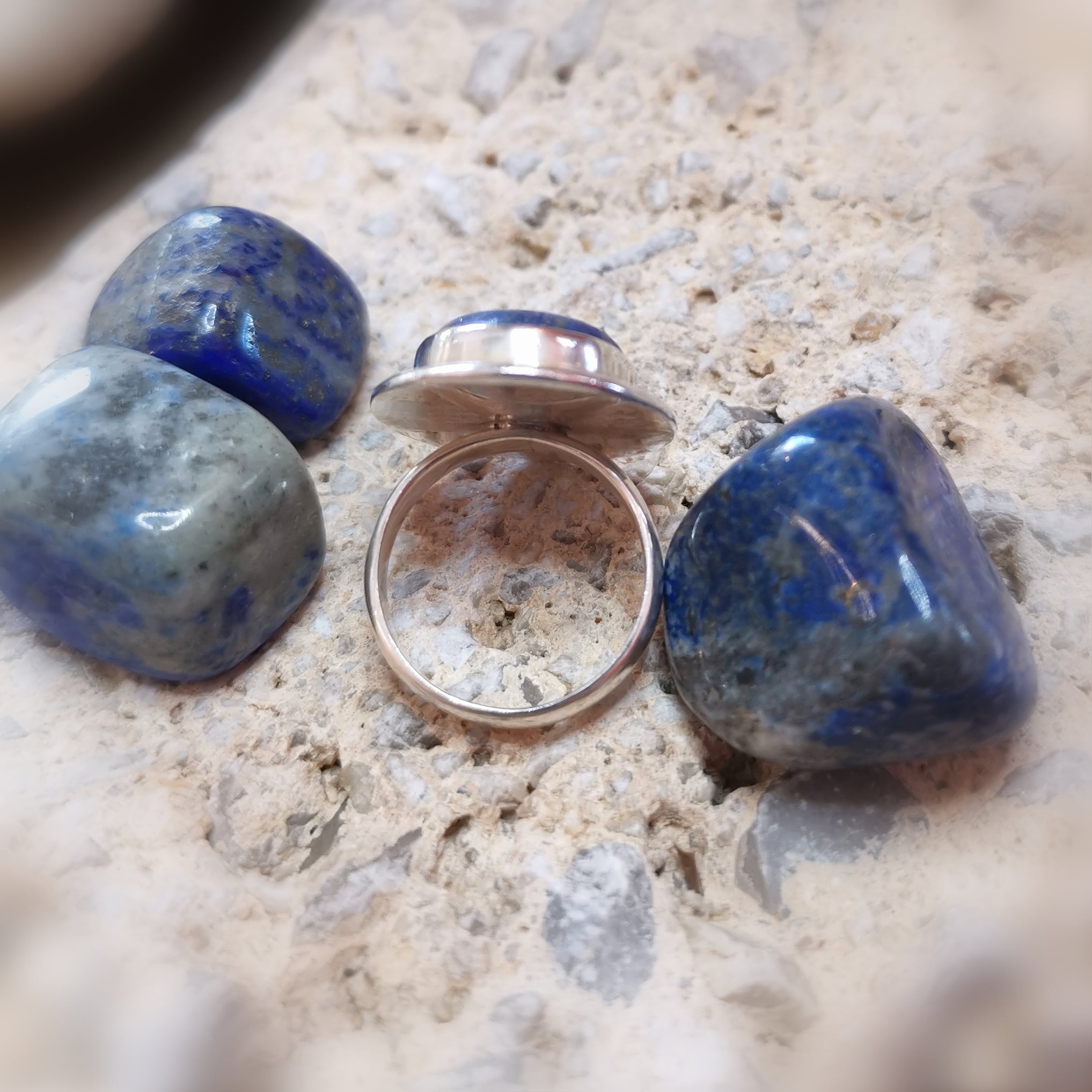 Anillo vintage de plata de ley con piedra preciosa lapislázuli, tamaño 50, piedra curativa chakra karma #espíritu libre