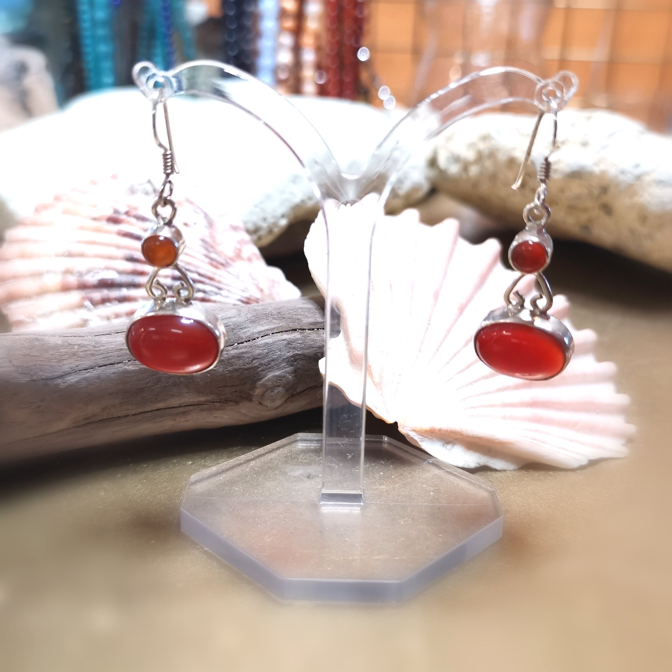Carneol Achat Sterlingsilber Boho Chakra Edelstein Ohrringe, Sterlingsilber Ohrhänger, Sommerfreude