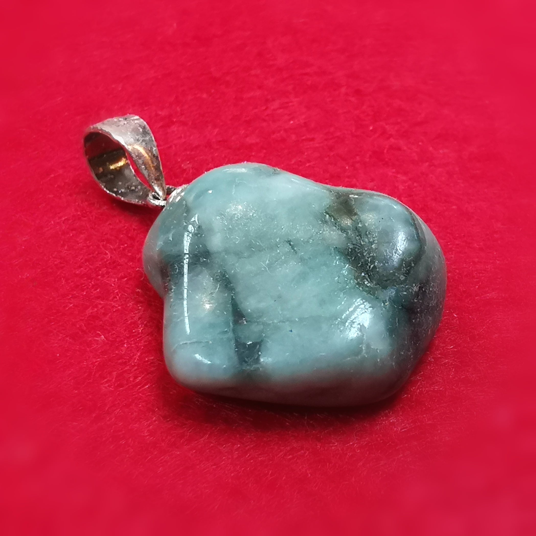 Smaragd Rohstein Nugget Edelstein Karma Anhänger Sterlingsilber grün - Herzenskraft