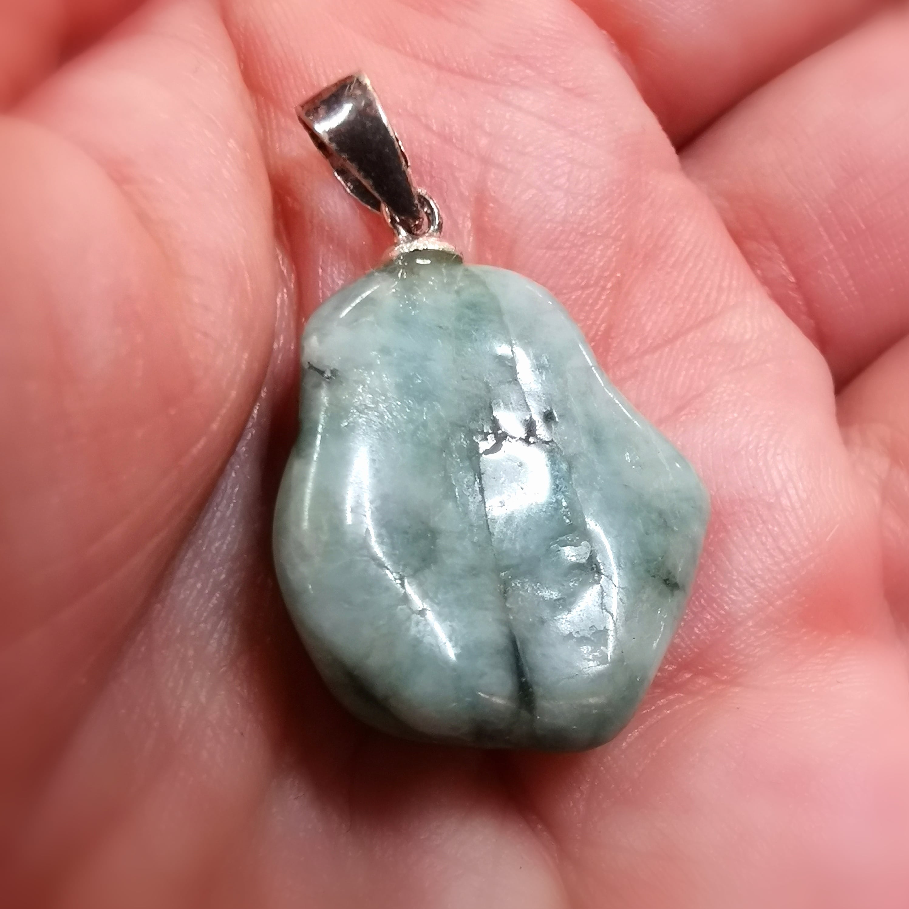 Smaragd Rohstein Nugget Edelstein Karma Anhänger Sterlingsilber grün - Herzenskraft