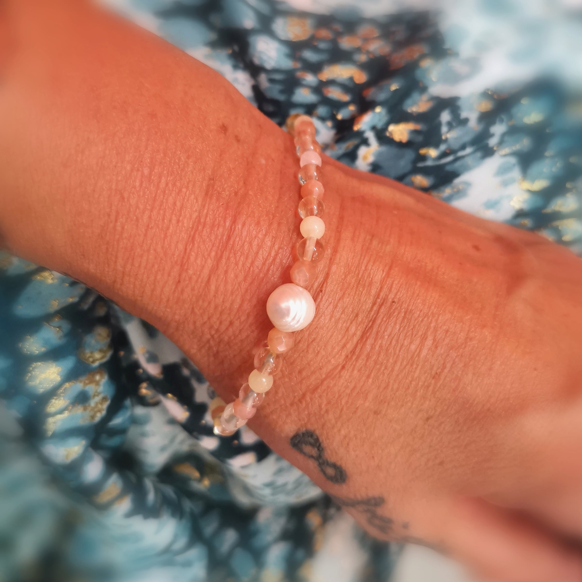 Perle Sonnenstein Citrin Calcit Design Edelstein Karma Armband, geweiht #lichtundliebe