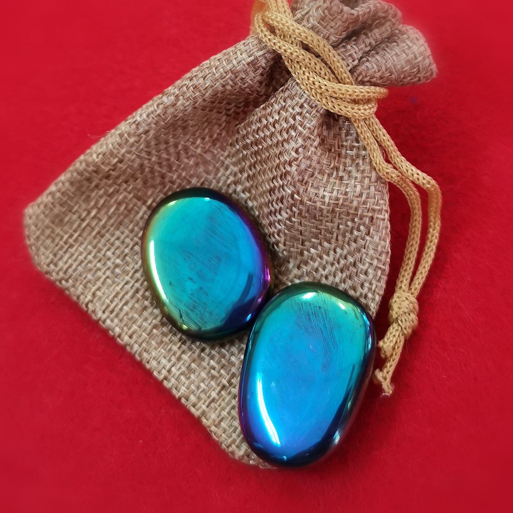 Aqua Aura Edelstein Scheibenstein 2er Set, Meditation Aurakraft energetische Reinigung, geweiht Set (Kopie)