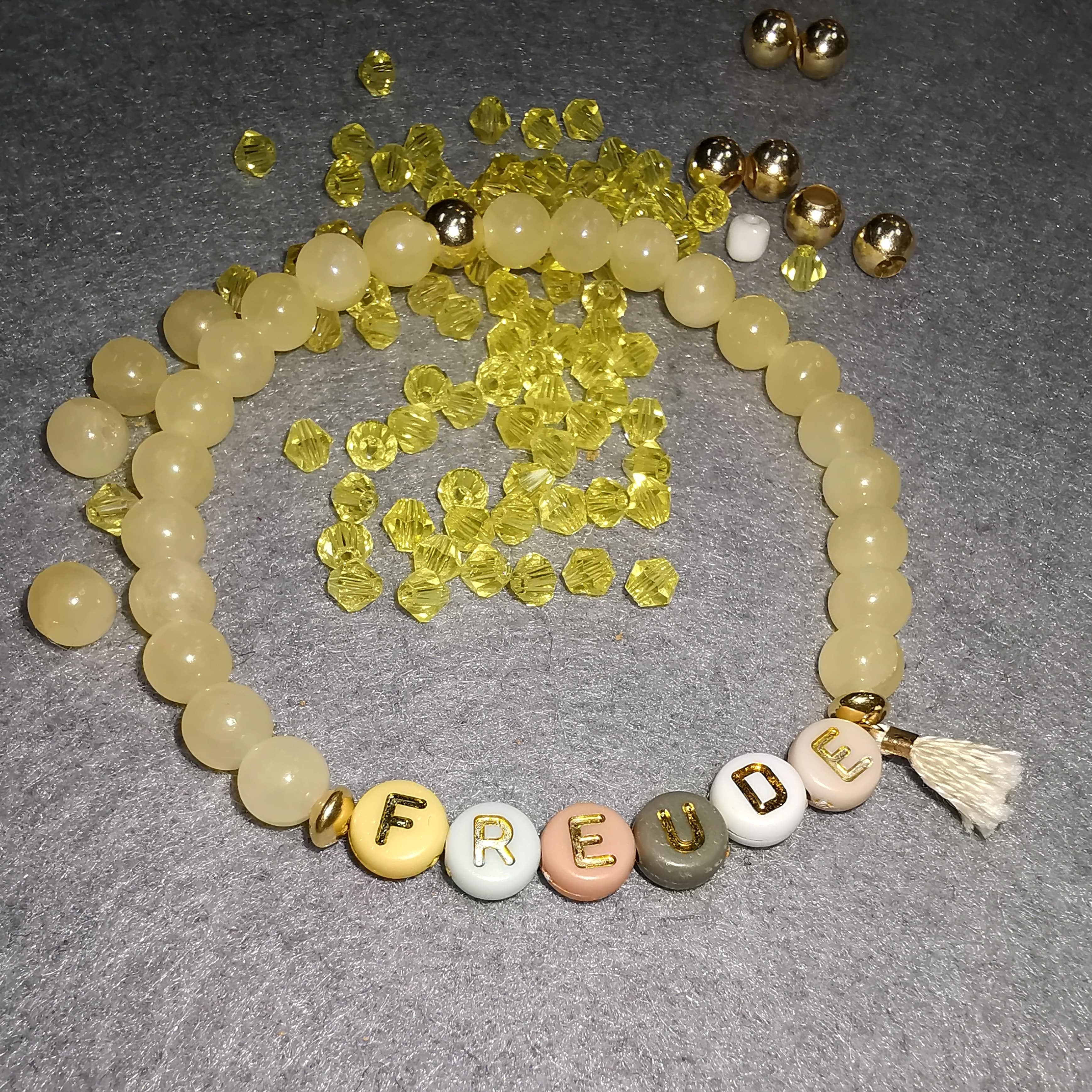 stille Worte, Orangencalcit Edelstein Heilstein Karma Armband, geweiht - Freude