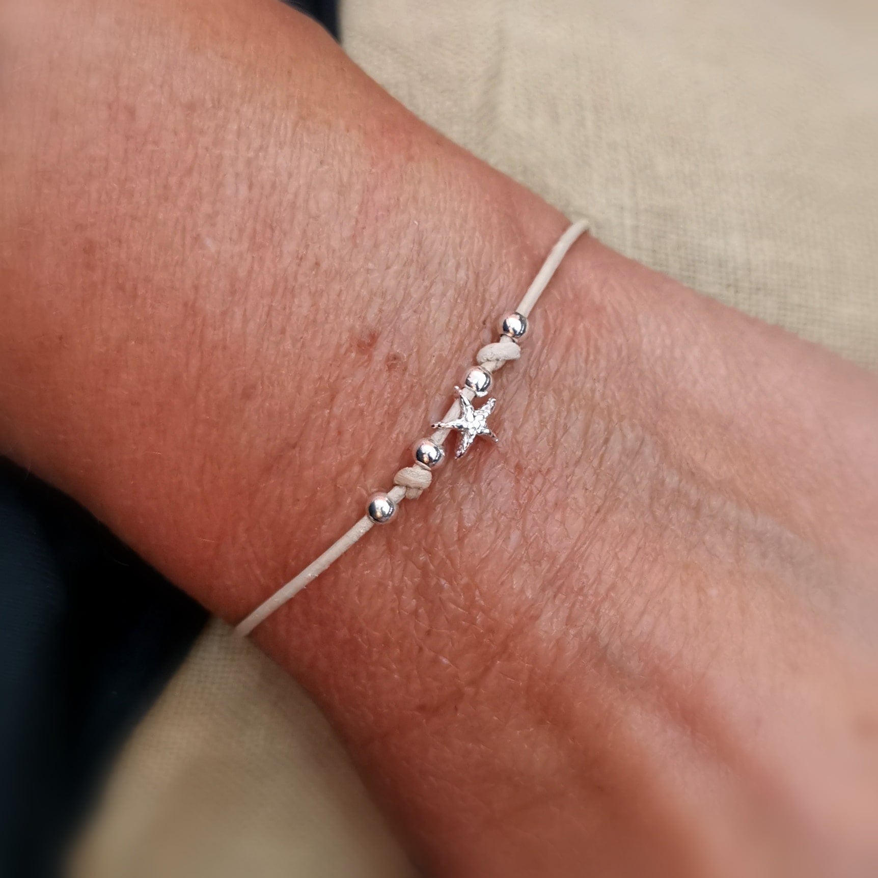 Seestern Sternchen Leder Karma Hippie Armband, Krafttier Boho Armbändchen #zauberschön