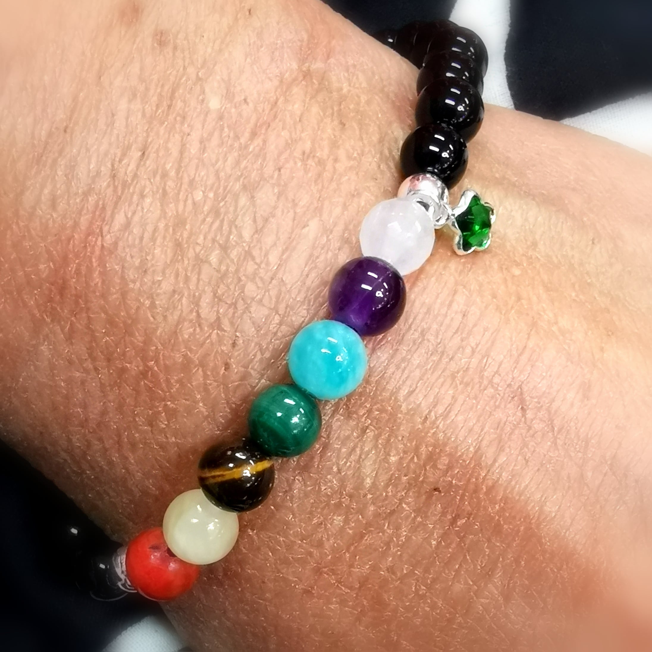 7. Chakra Onyx Edelstein Seestern Krafttier Karma Armband, geweiht, Kraft der Wunder