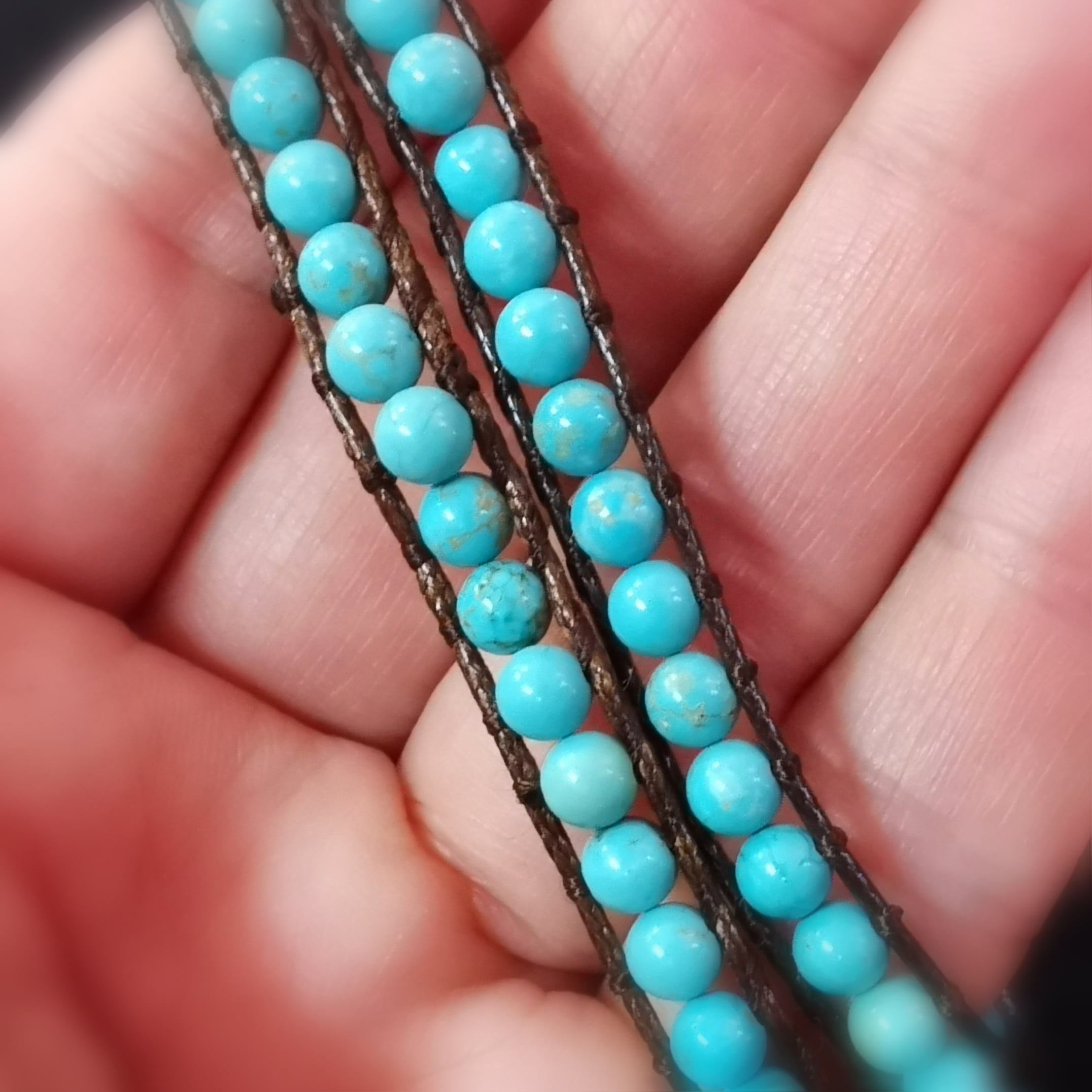 Türkis Magnesit Edelstein Heilstein Wickel-Armband Hippie Stil, geweiht - Freiheit