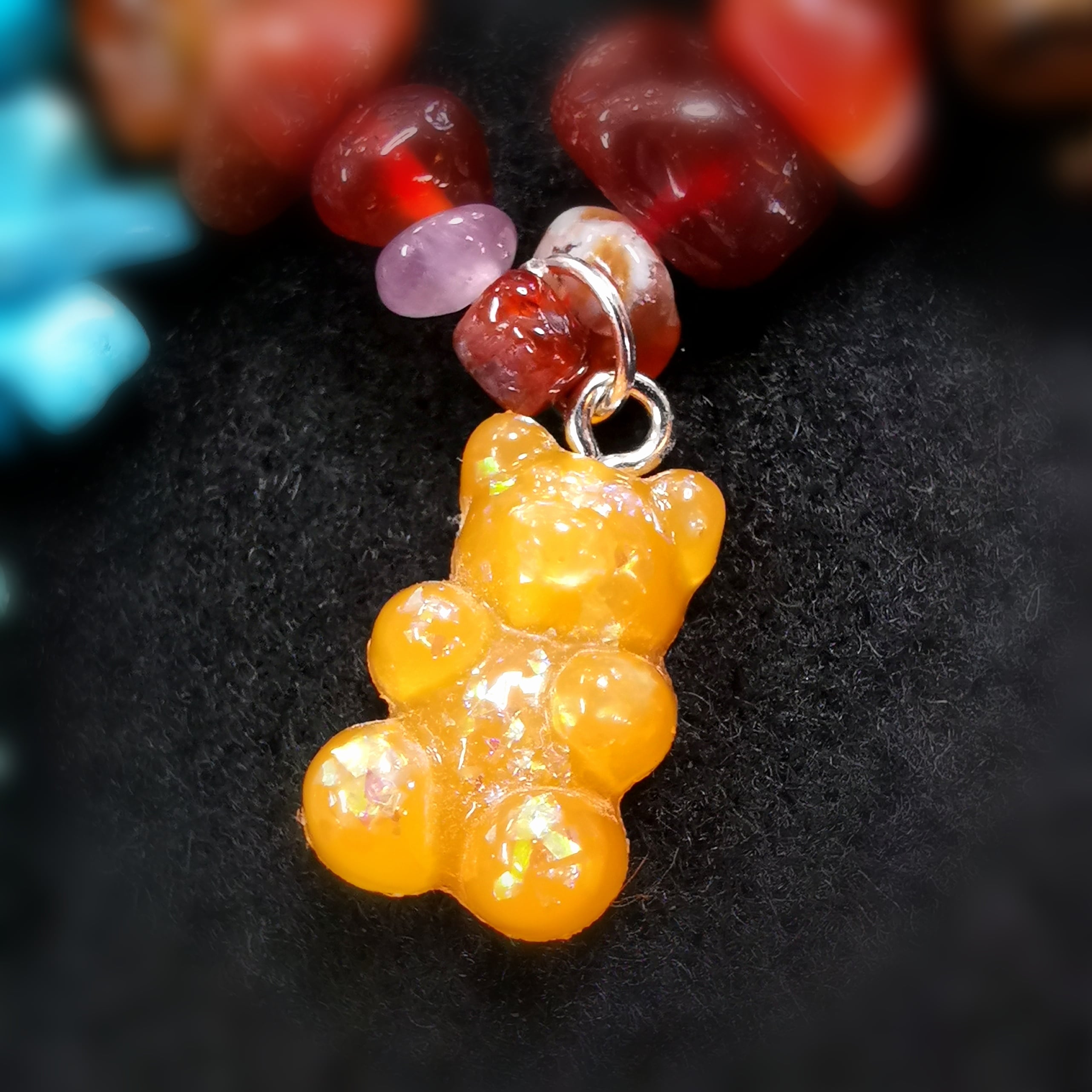 Bärchen Teddybär Glückbärchen Carneol Edelstein Armband, geweiht - Lebensenergie