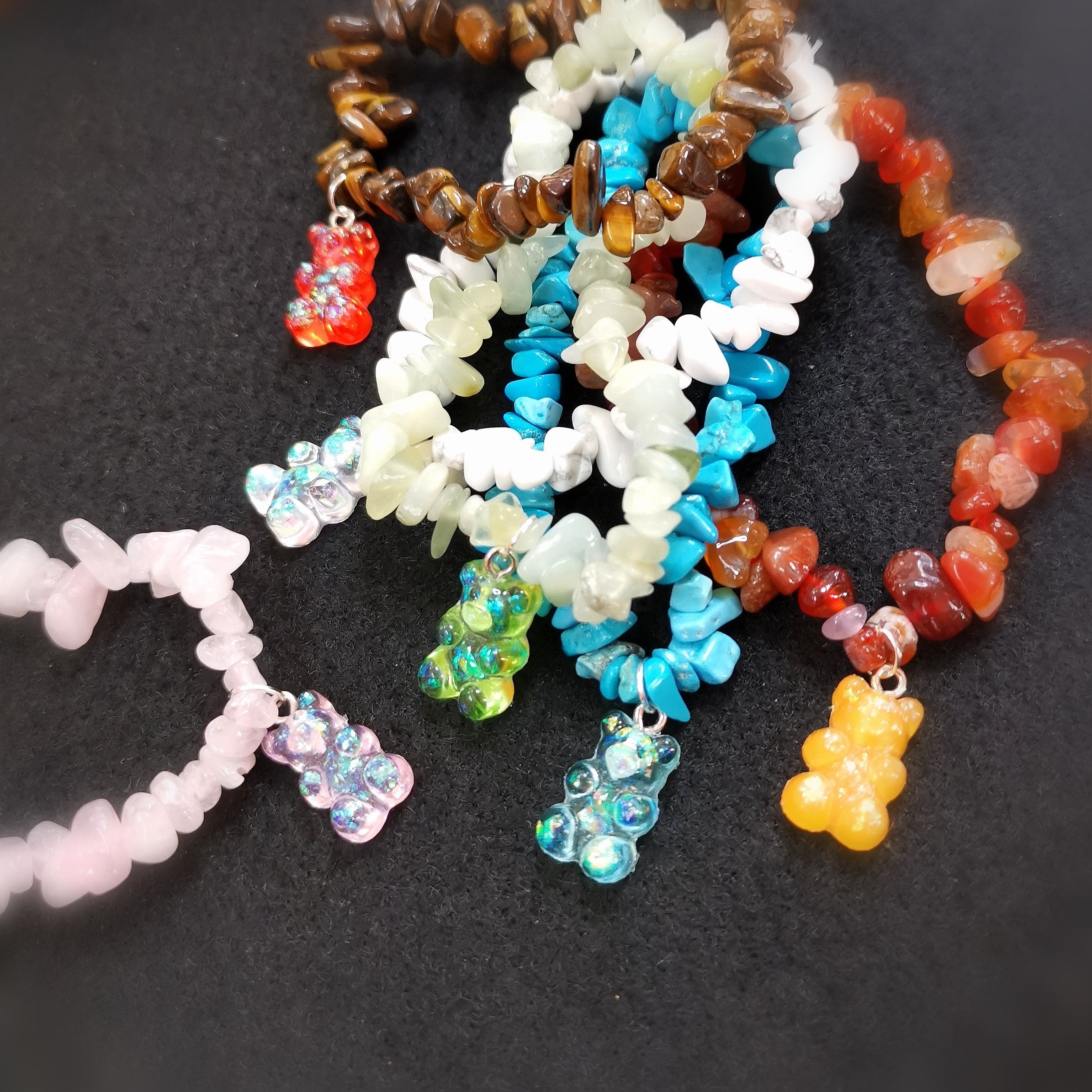 Bärchen Teddybär Glückbärchen Jade Edelstein Armband, geweiht - Harmonie