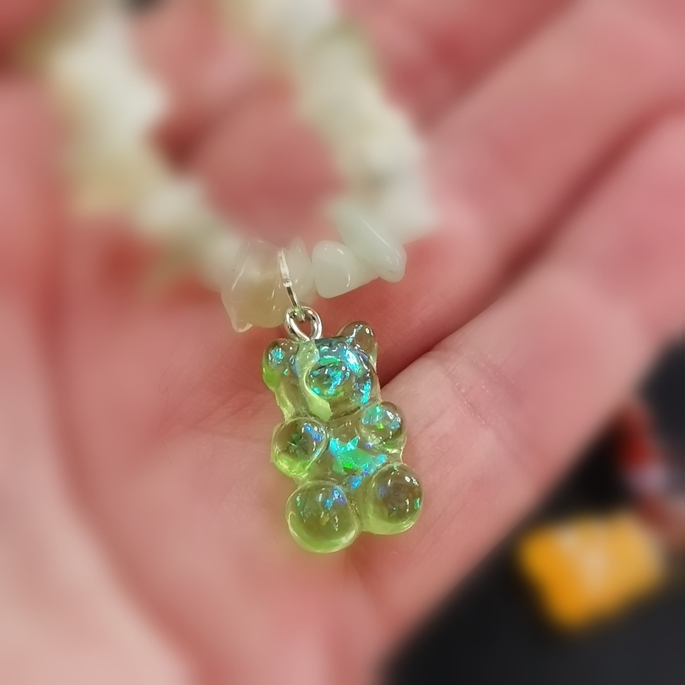 Bärchen Teddybär Glückbärchen Jade Edelstein Armband, geweiht - Harmonie