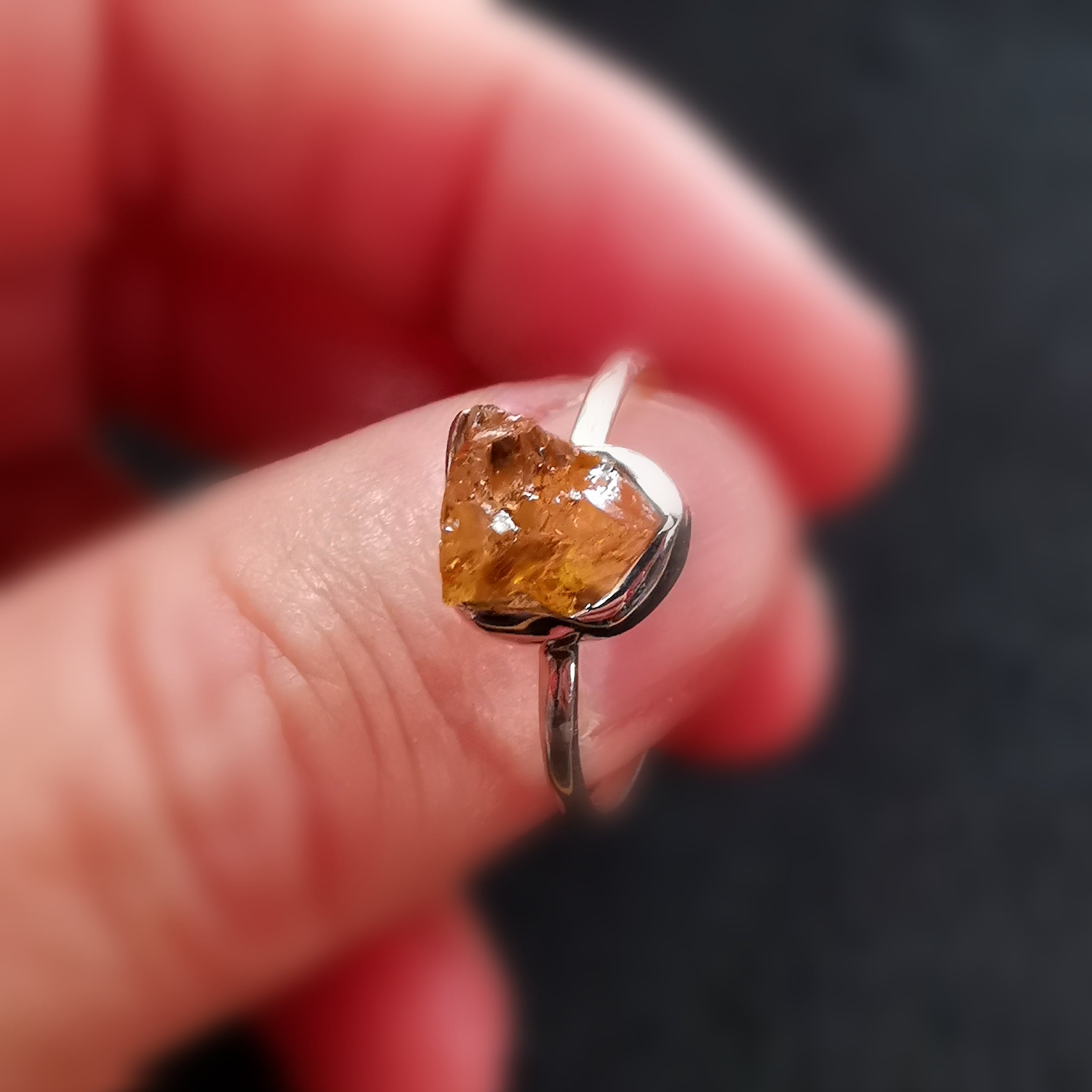 Citrin Sonnenlicht Naturstein Karma Edelstein Sterlingsilber Ring geweiht - Lebensfreude
