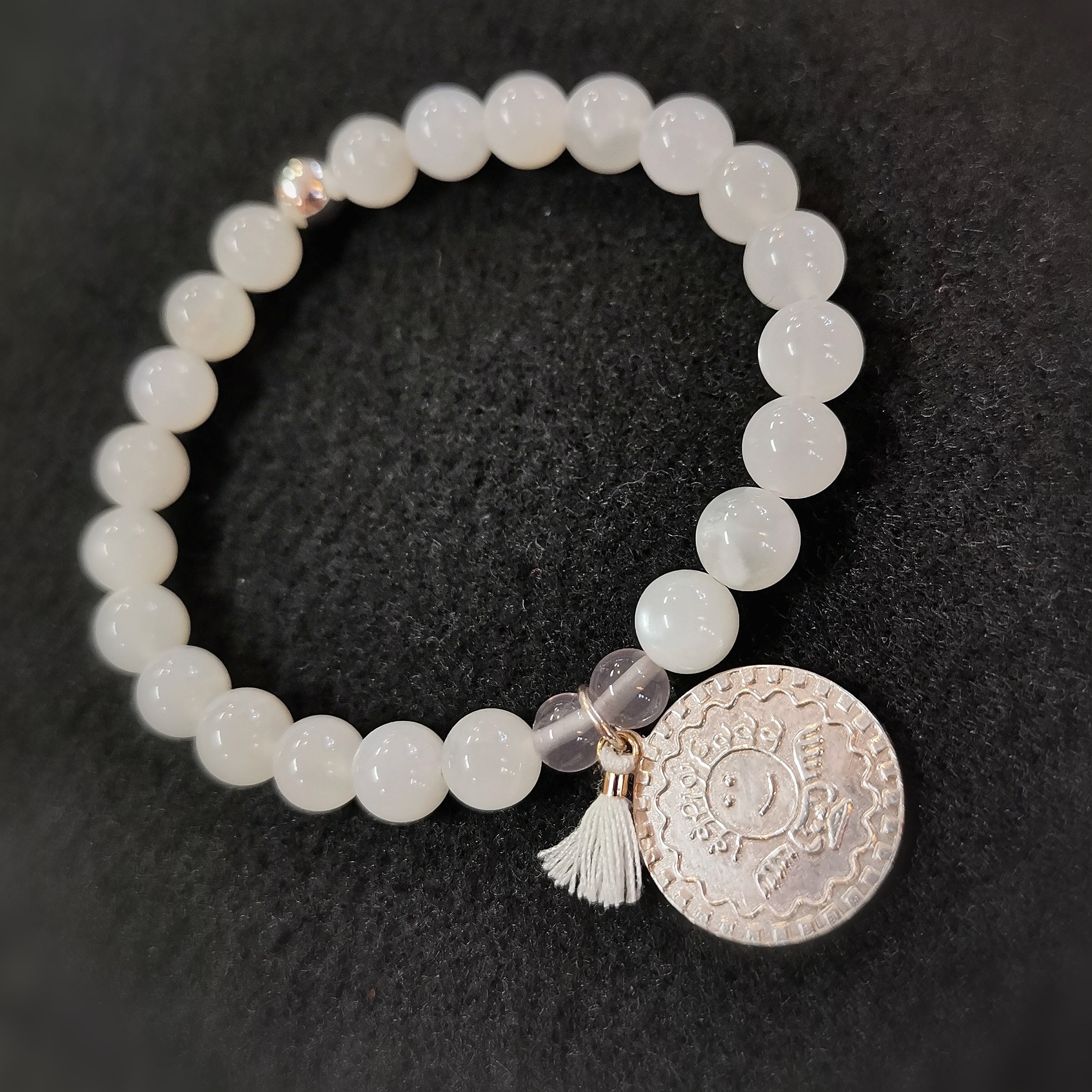 Mondstein Edelstein Karma Engel Armband, geweiht Schutzengel