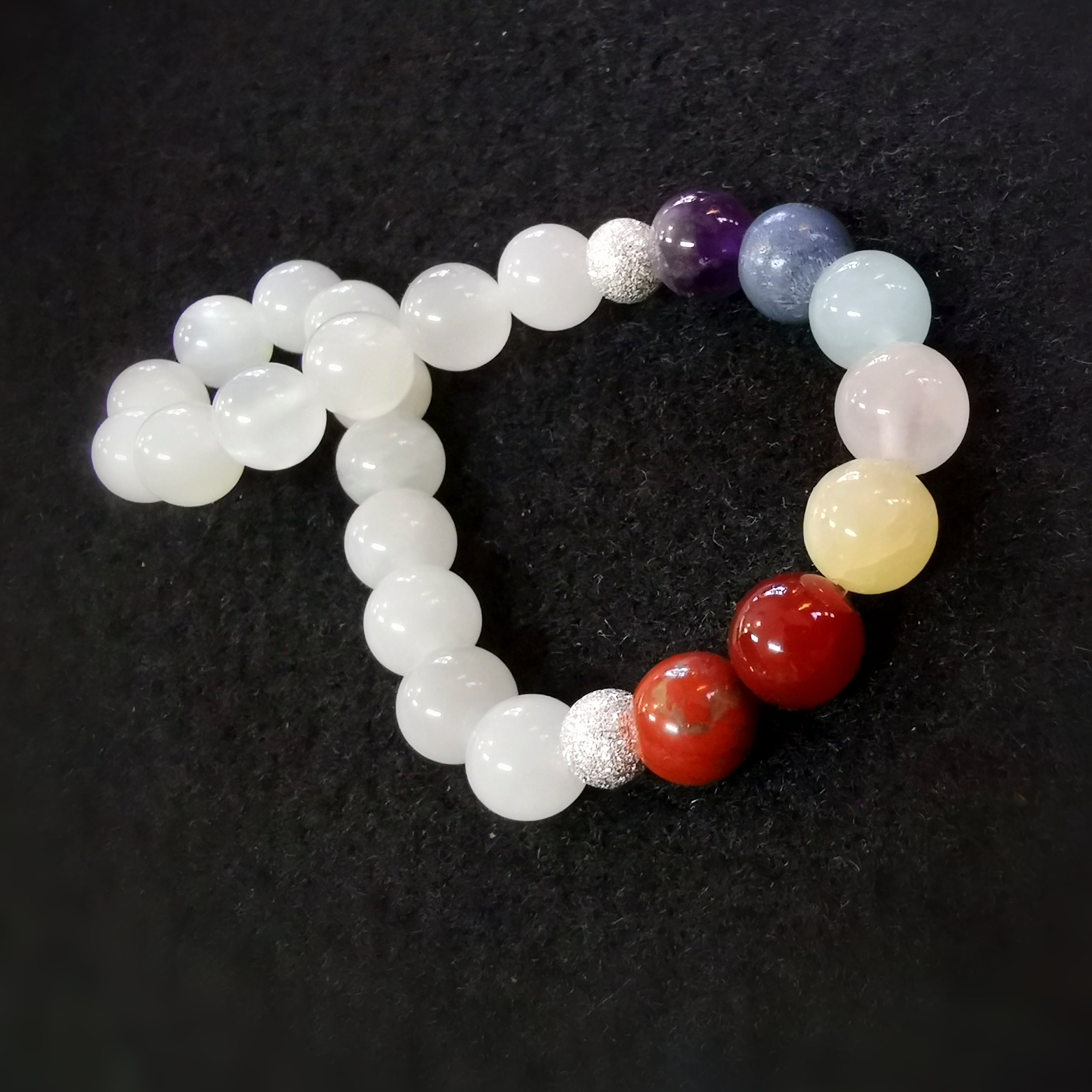 7 Chakra Mondstein Edelstein Karma Heilstein Armband, geweiht - Harmonie