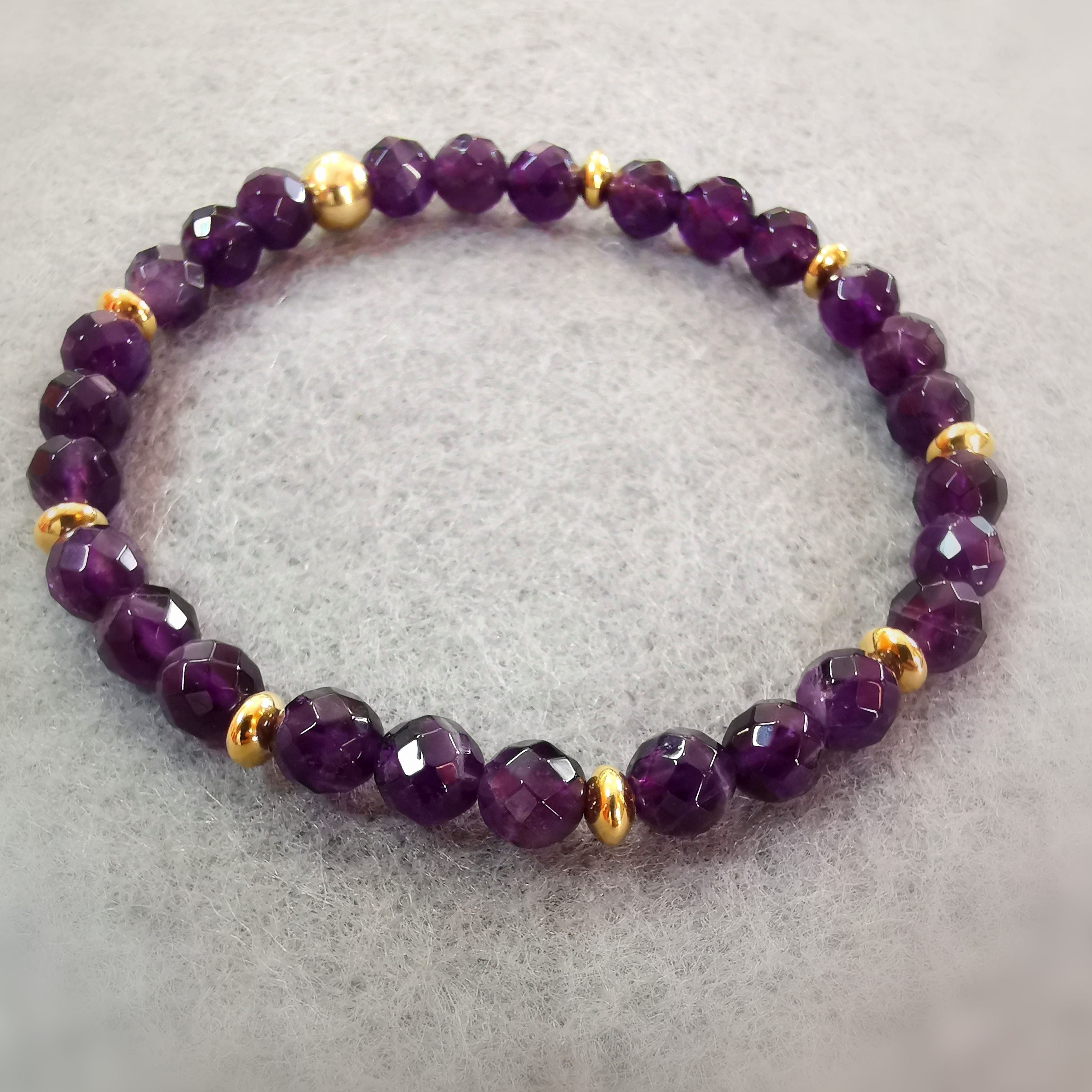 lila gold Amethyst Edelstein Karma Armband A Qualität Heilstein, Balance