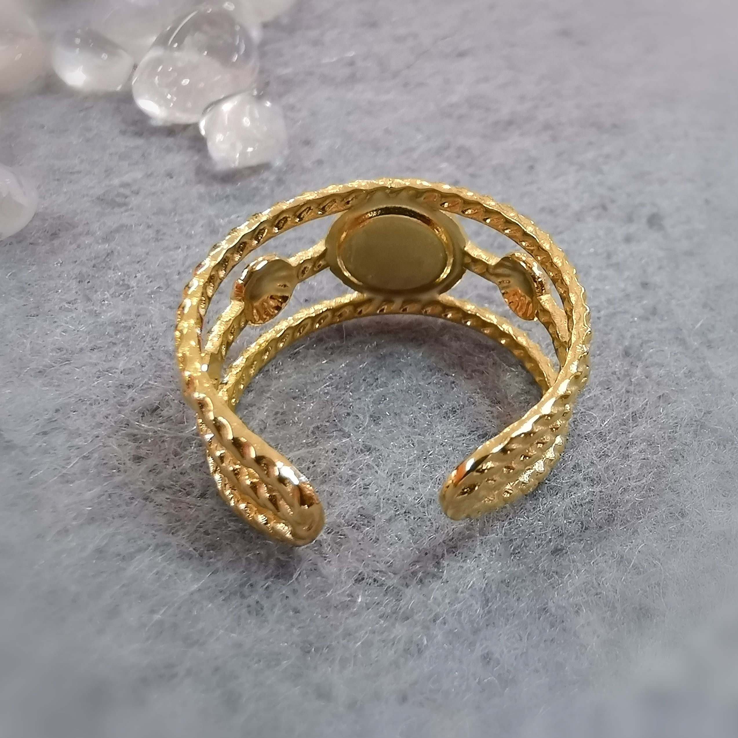 Gold Ring Boho Hippie Schmuck Türkis Magnesit Edelstein Messing gold - spirituelles Wachstum
