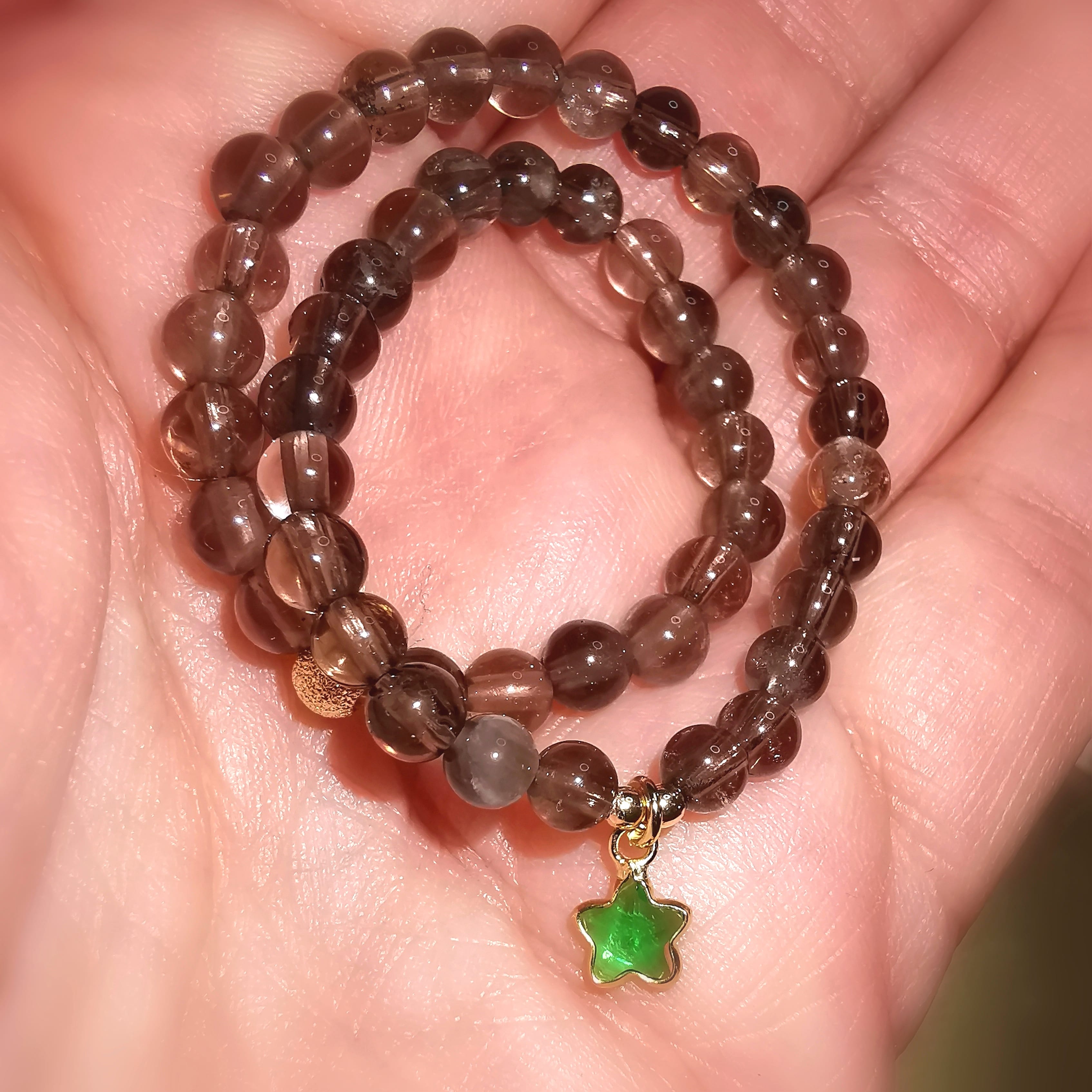 Rauchquarz Gold Seestern Edelstein Krafttier Karma Armband geweiht, schöne Gedanken