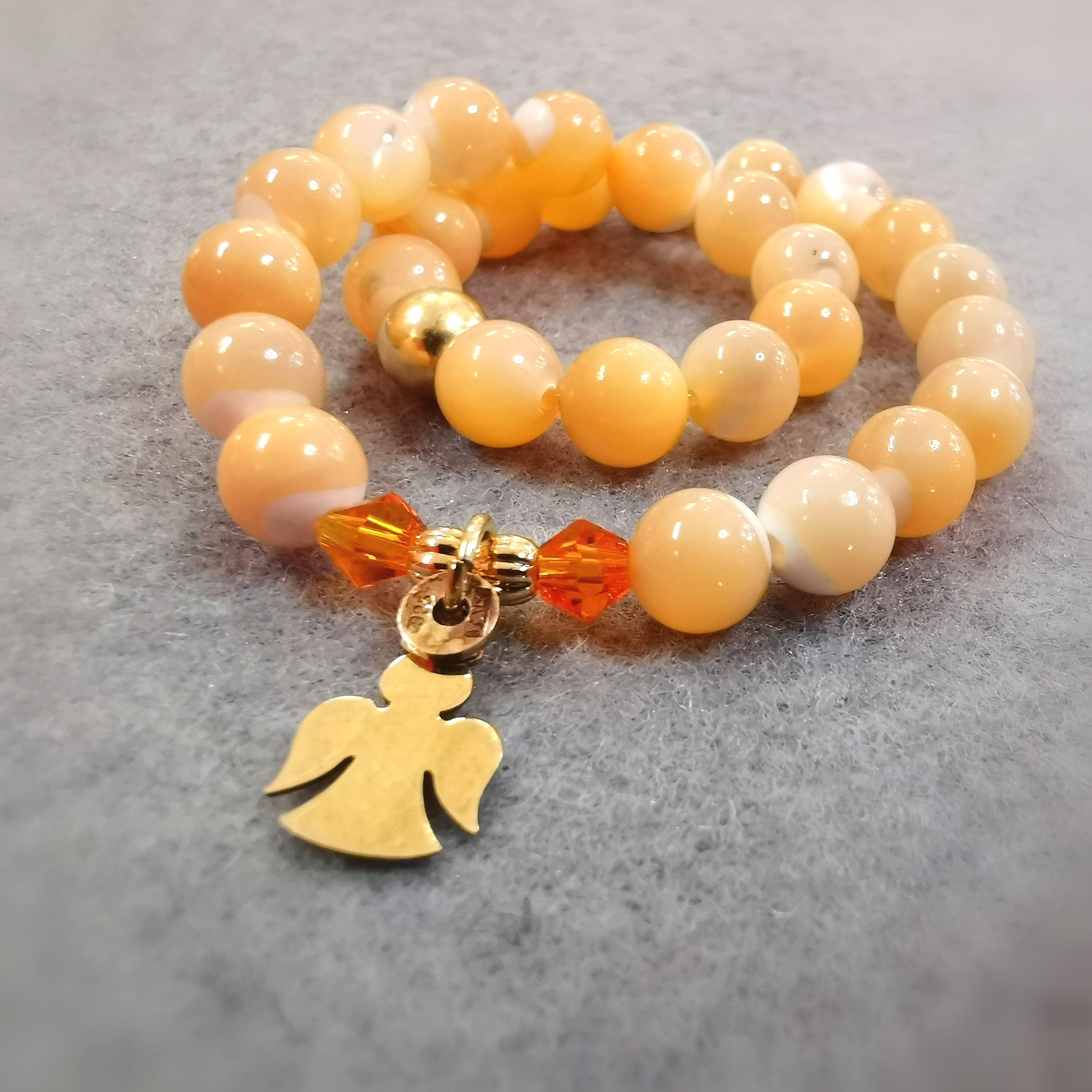 Engel Perlmutt Kristall Karma Edelstein Armband geweiht, Glück
