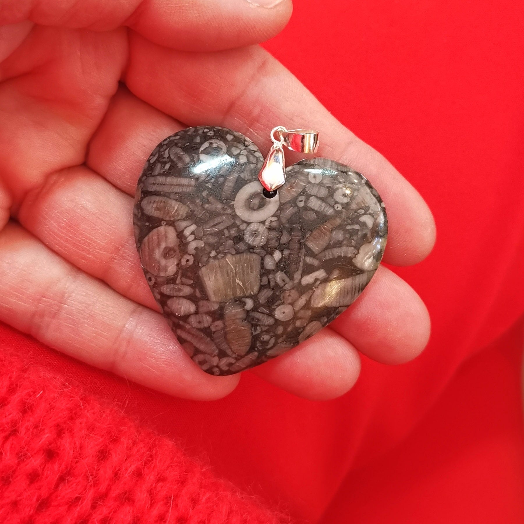 Achat Turitella Edelstein Herz Karma Heilstein Anhänger - Lebensmut