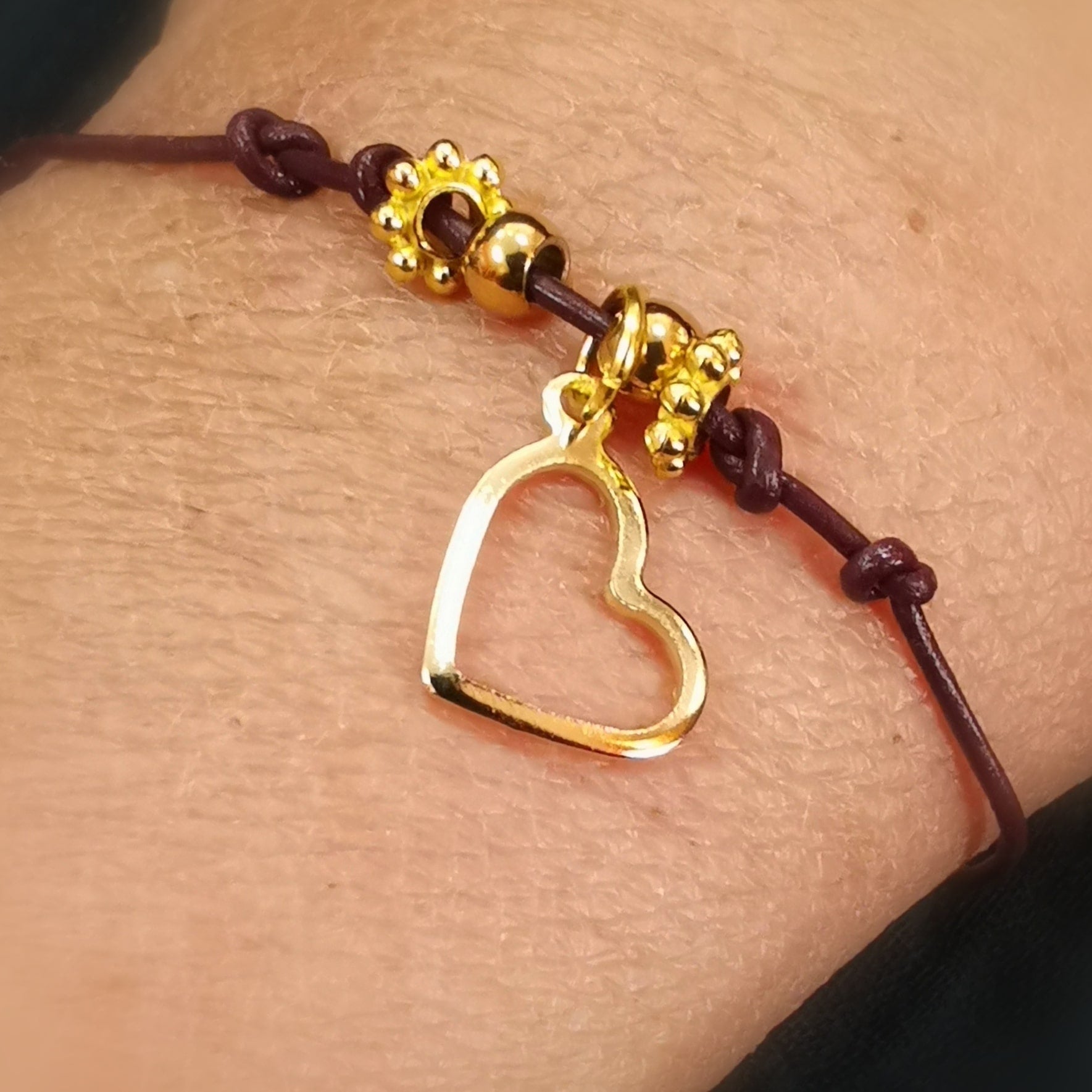 Gold Herz Armband geweiht Edelmetall Boho Bijou
