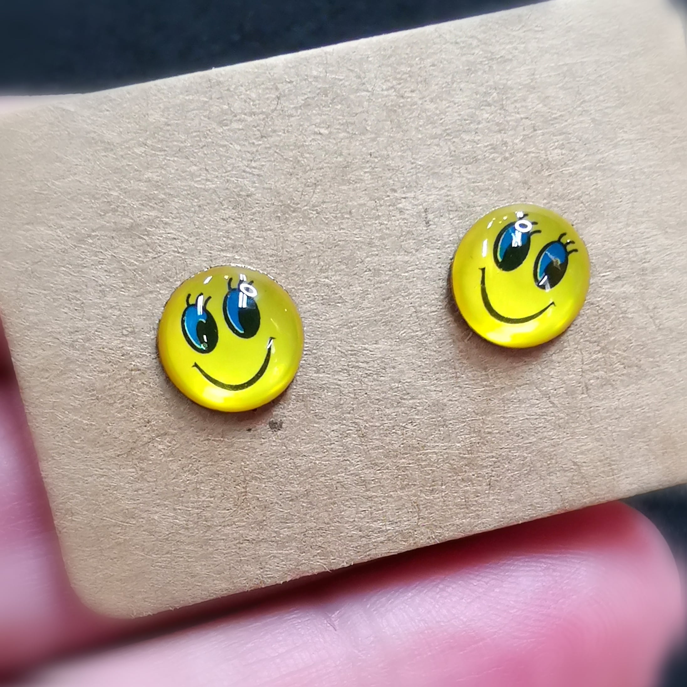 Smiley Ohrstecker Ohrringe Sterlingsilber Kunstharz, keep smiling