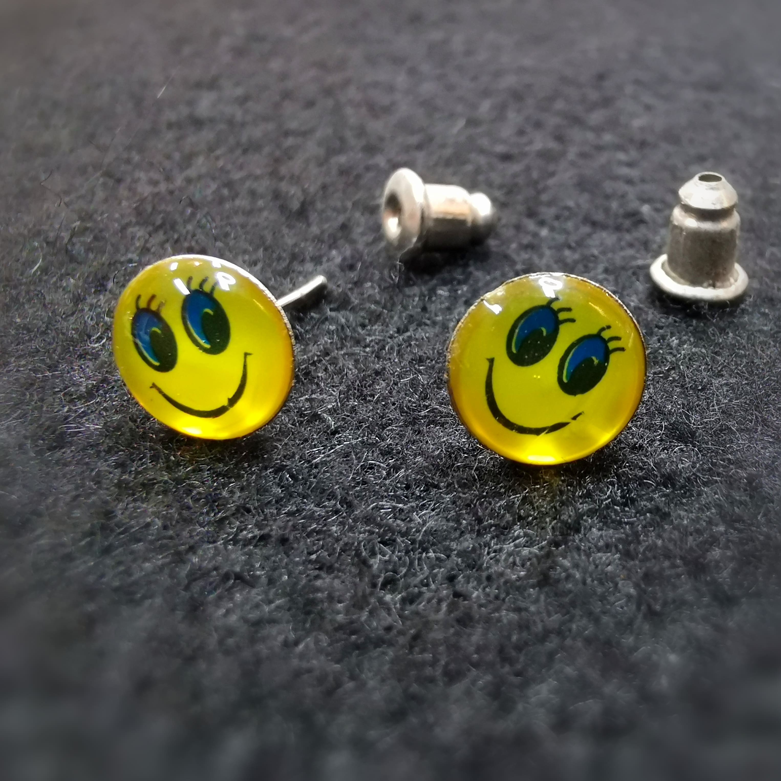 Smiley Ohrstecker Ohrringe Sterlingsilber Kunstharz, keep smiling