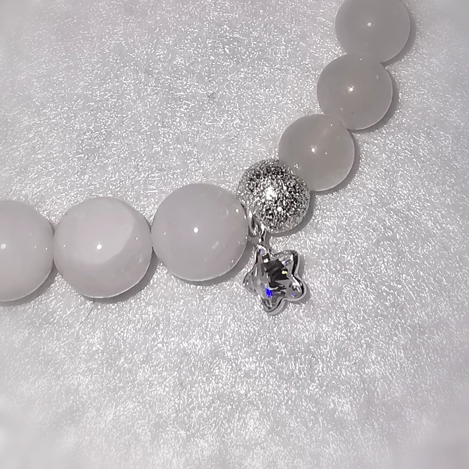 💫 Weiß & Silber: Jade Friedensachat Zirkon Edelstein Armband – geweiht für Wunder & inneren Frieden