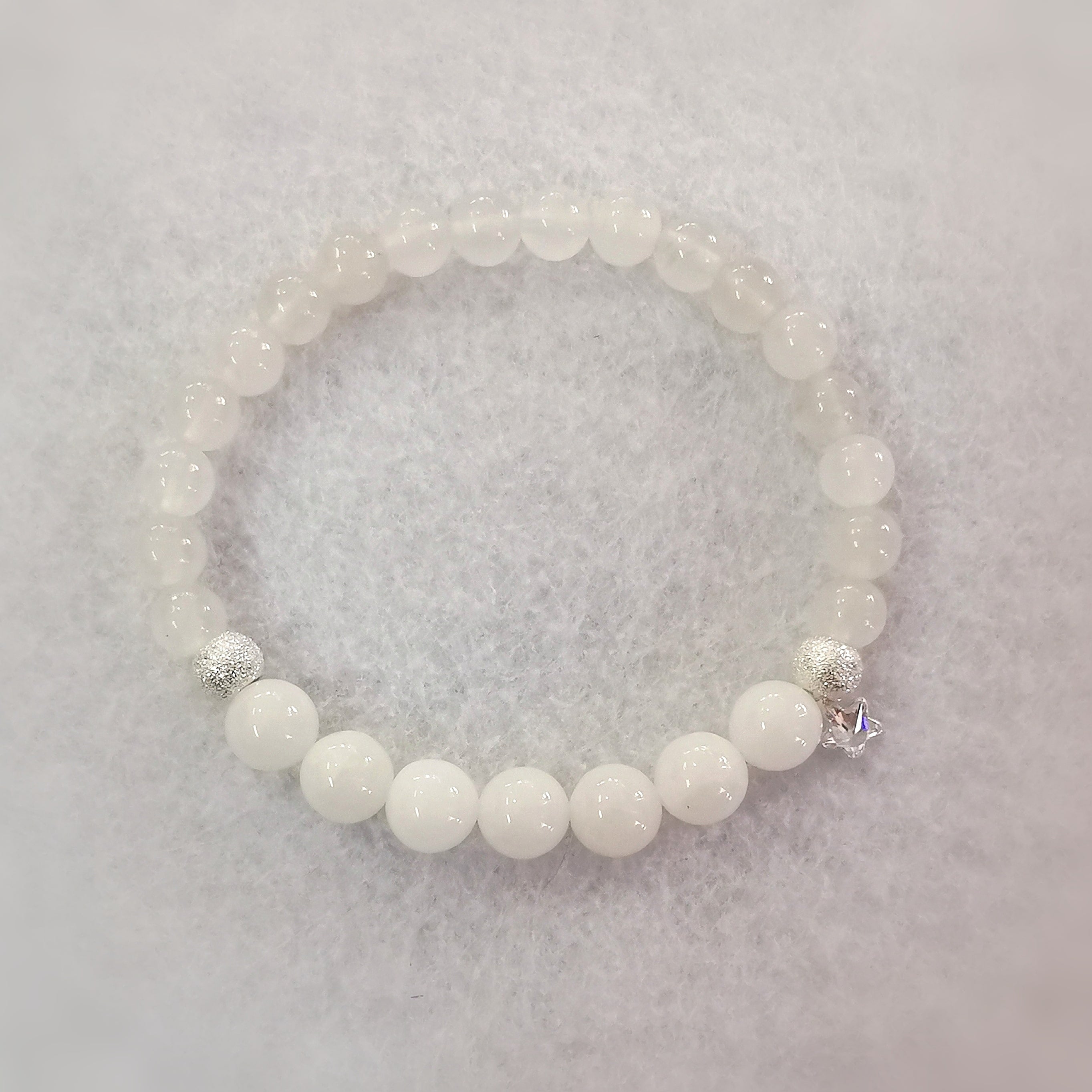 💫 Weiß & Silber: Jade Friedensachat Zirkon Edelstein Armband – geweiht für Wunder & inneren Frieden