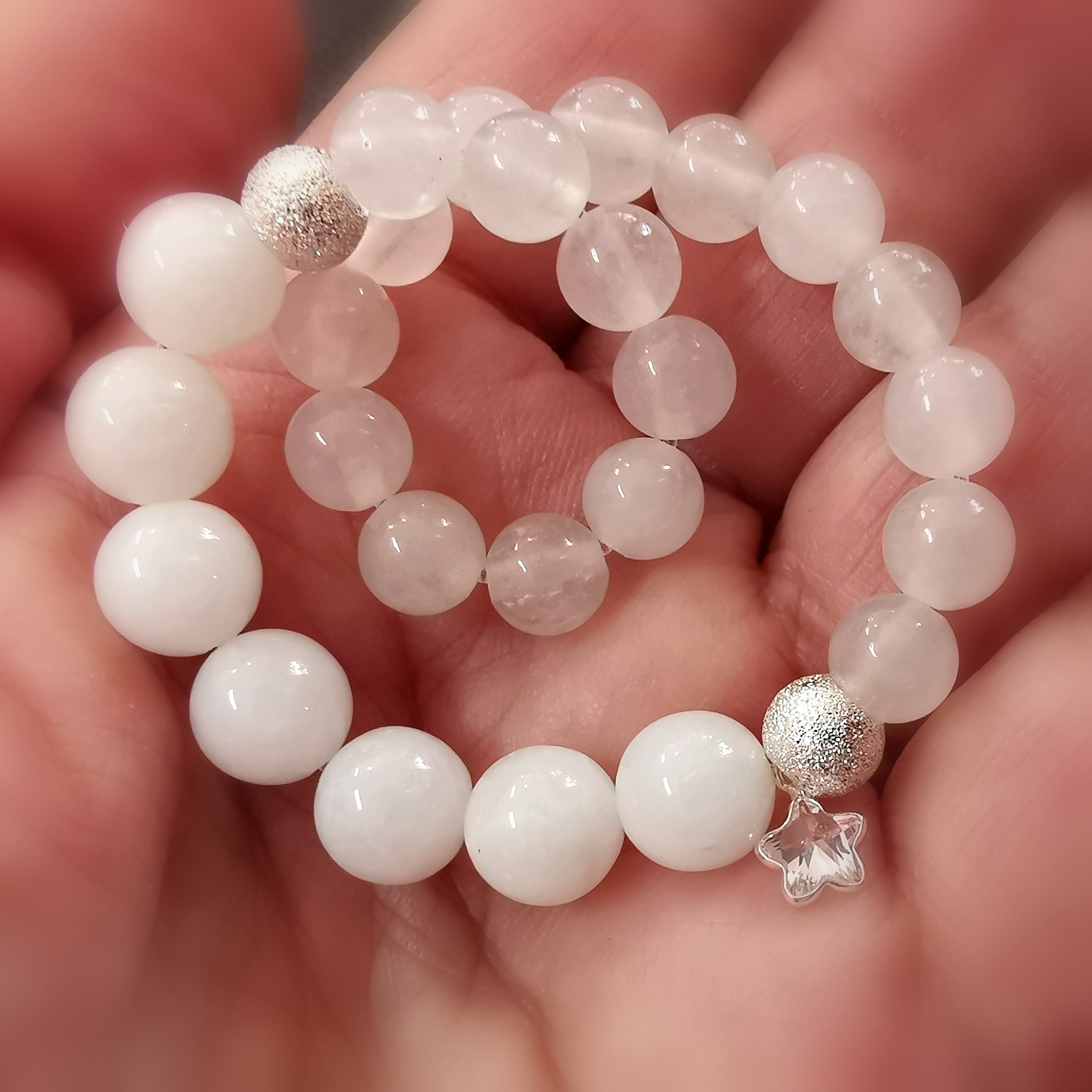 💫 Weiß & Silber: Jade Friedensachat Zirkon Edelstein Armband – geweiht für Wunder & inneren Frieden