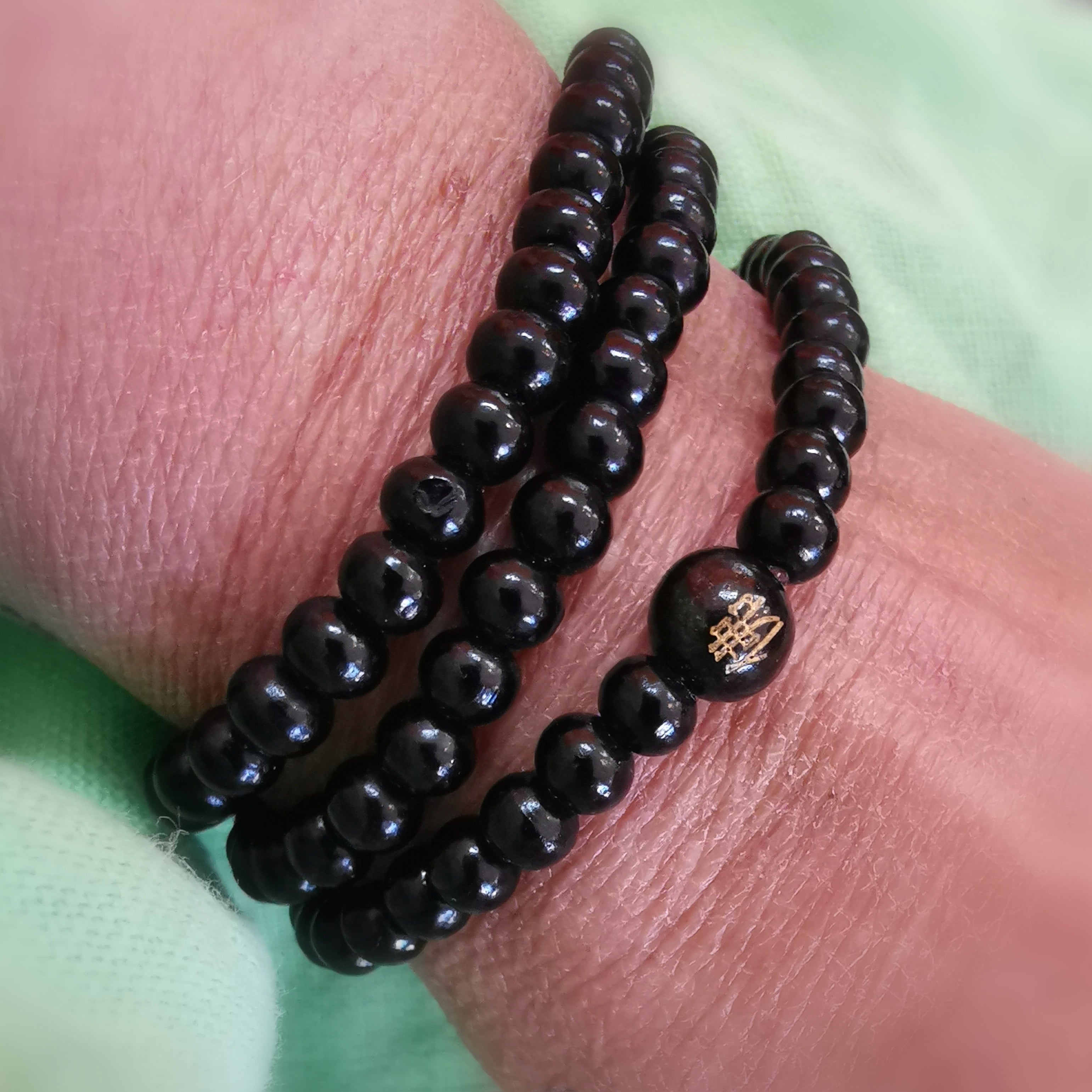 🙏 Mala Holz, schwarz, Armband und Kette, Wurzelchakra Kraft und Schutz