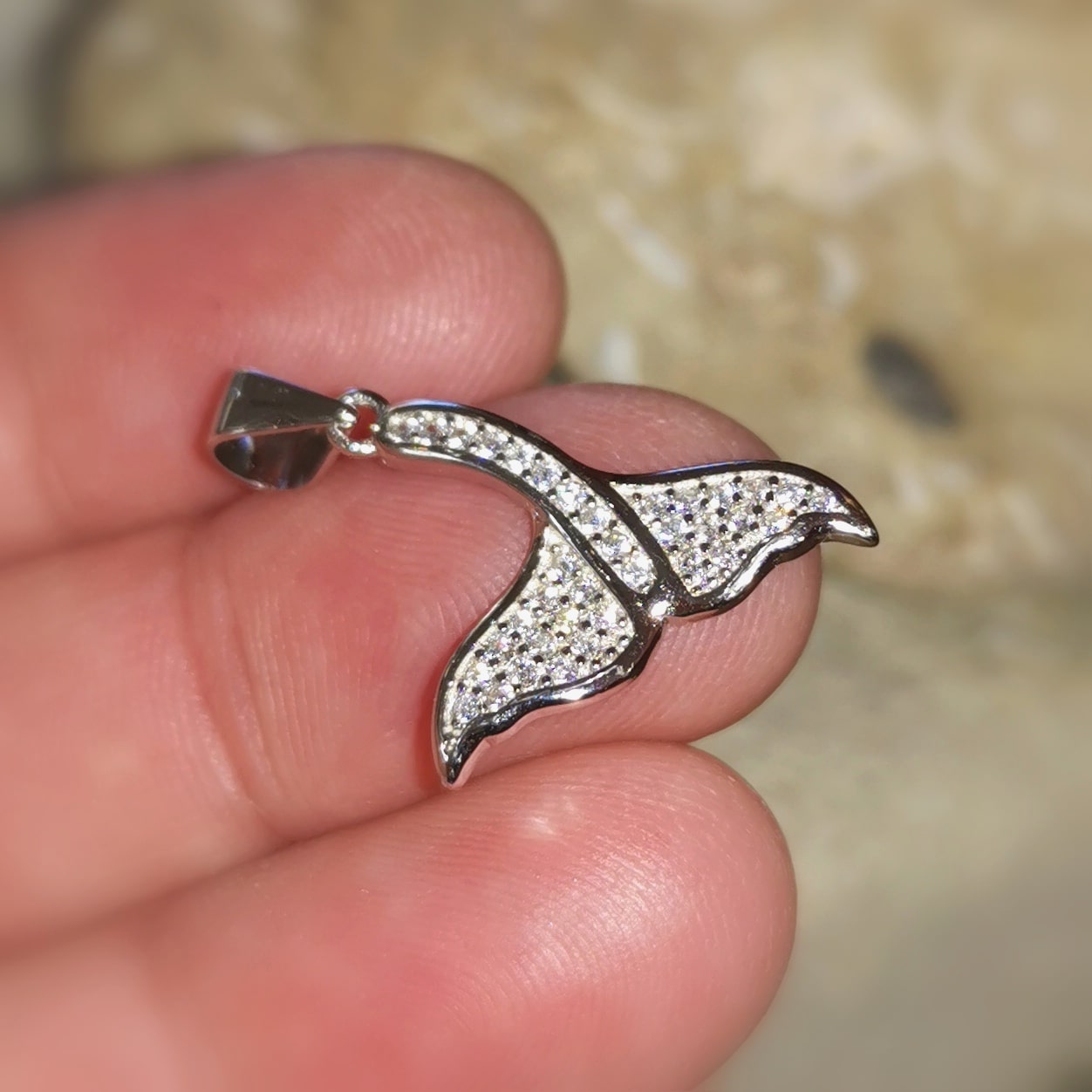 🐋 Walflossen Zirkon Sterlingsilber, Seelentier Karma Anhänger, spirituelles Wissen