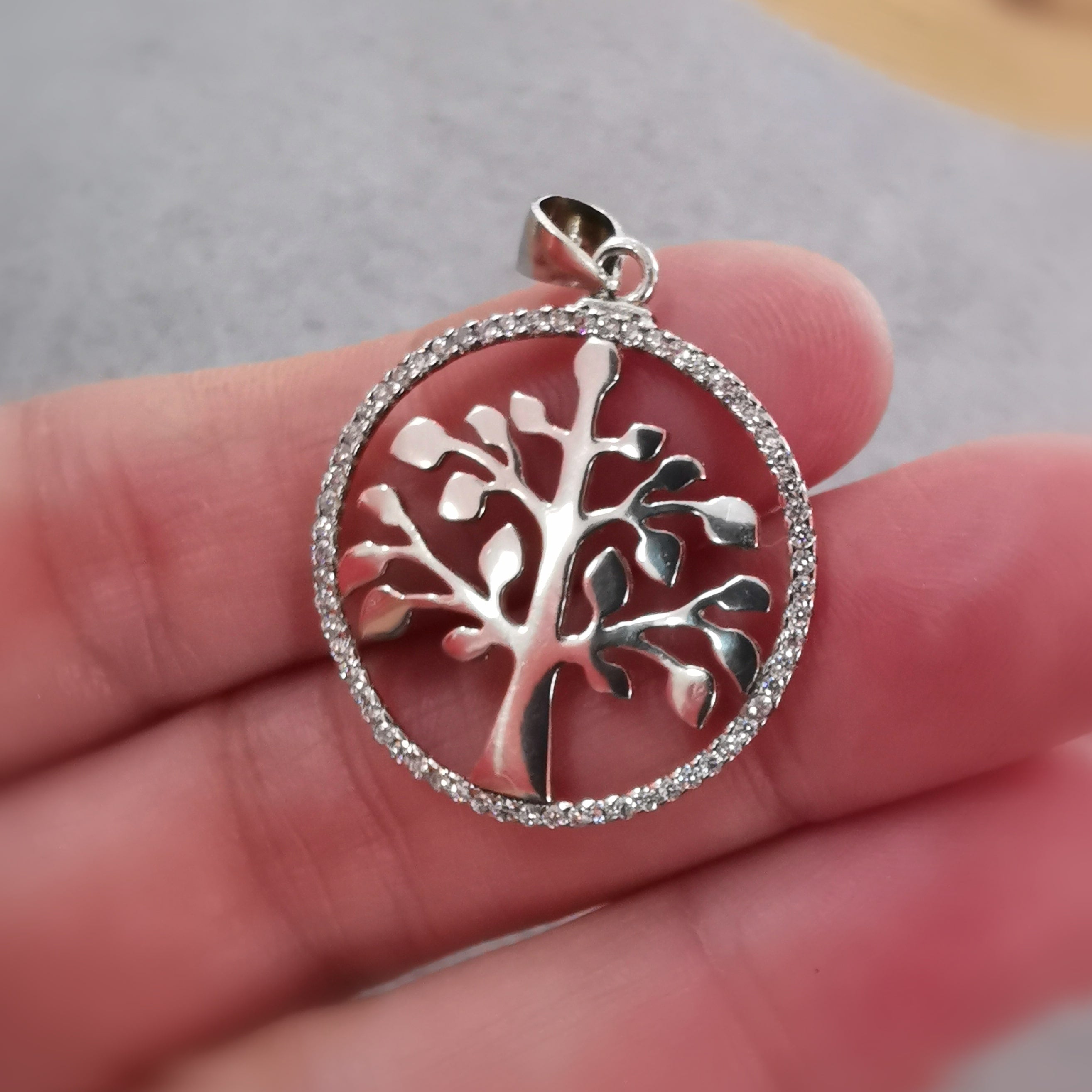 🌳 Lebensbaum Sterlingsilber Zirkon Edelstein Anhänger – geweiht für Erdung & Wachstum