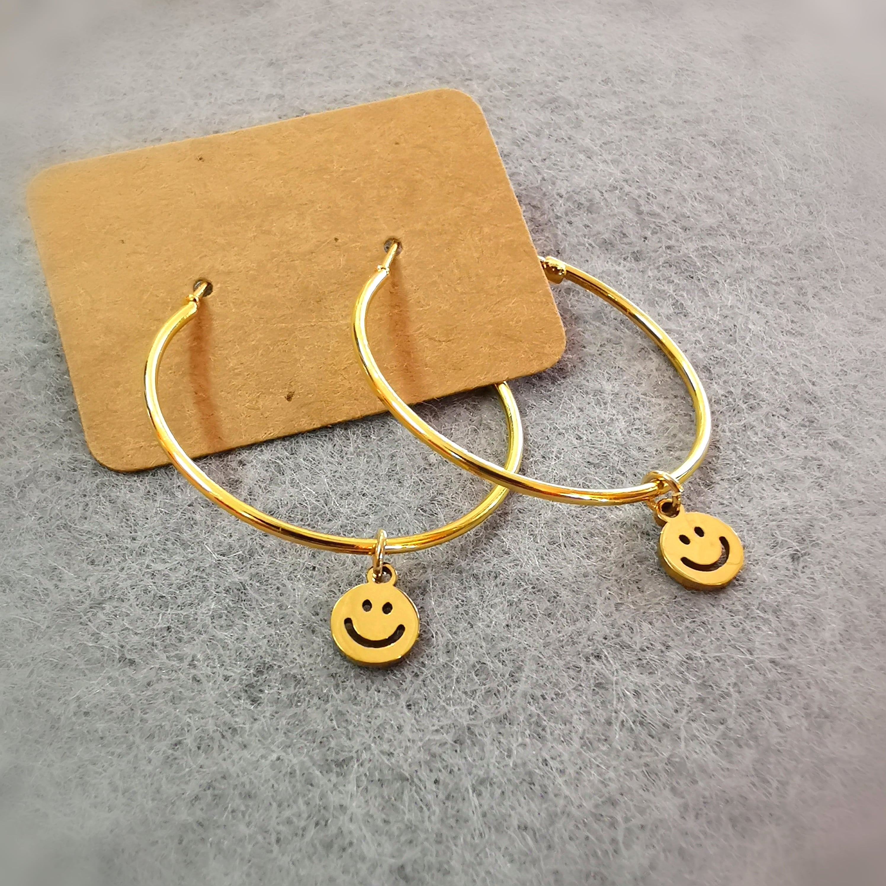 🌞 Smiley Boho Hoops goldfarben 3 cm – pure Lebensfreude & Herzenswärme