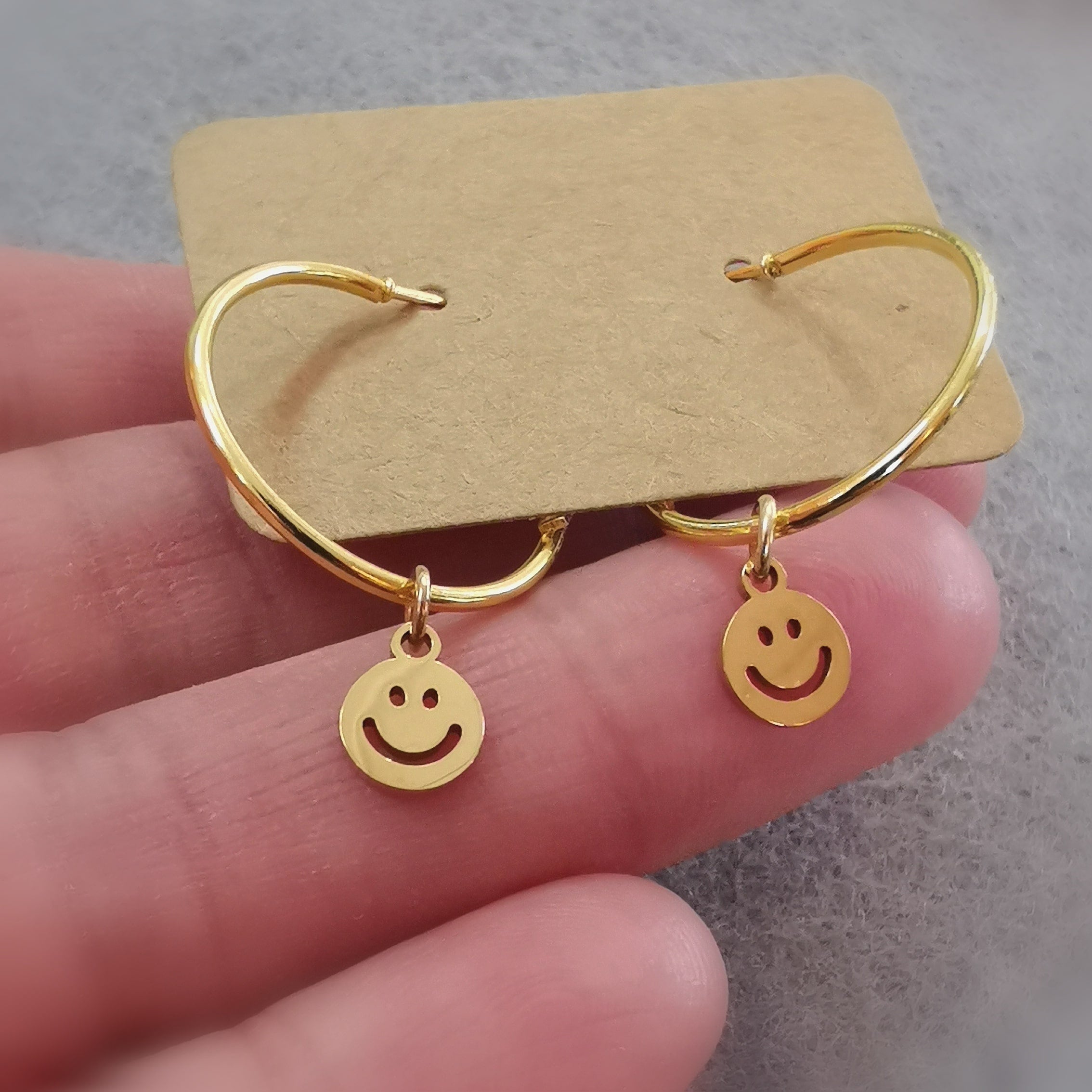 🌞 Smiley Boho Hoops gold-colored 2 cm – pure joy of life & warmth of heart