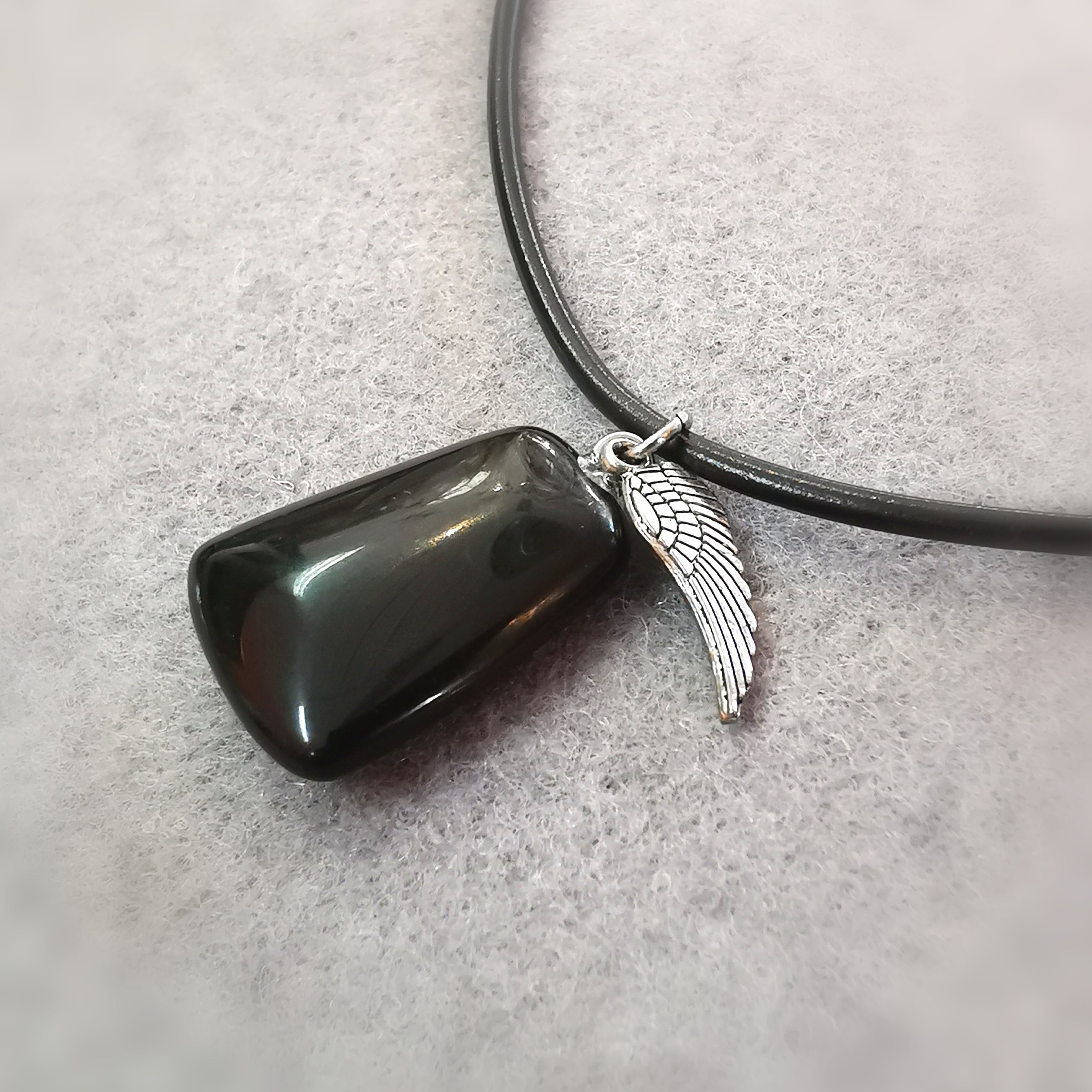 Onyx Flügel Kautschuk-Reif Edelstein Kette – Kraft & Schutz mit Licht