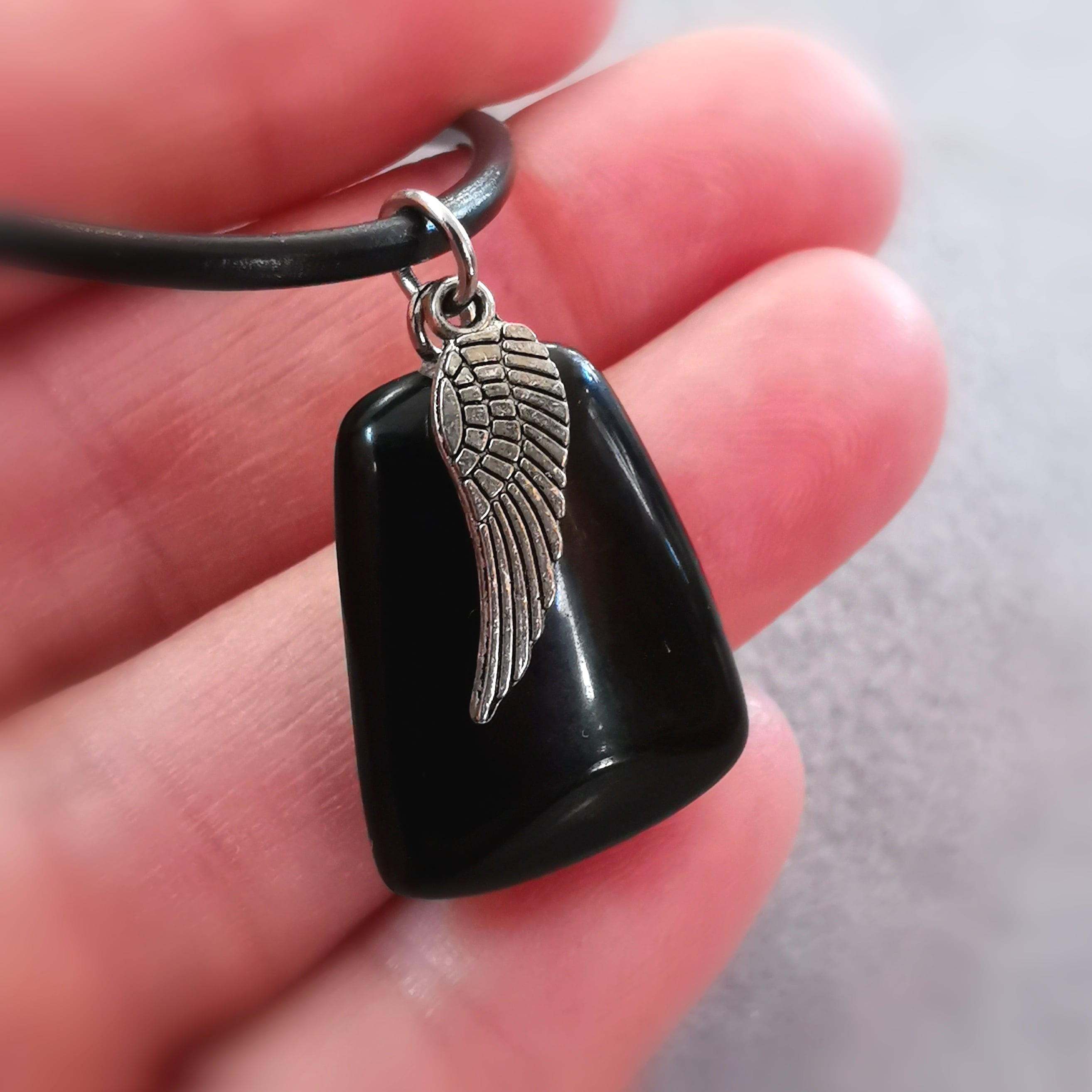 Onyx Flügel Kautschuk-Reif Edelstein Kette – Kraft & Schutz mit Licht