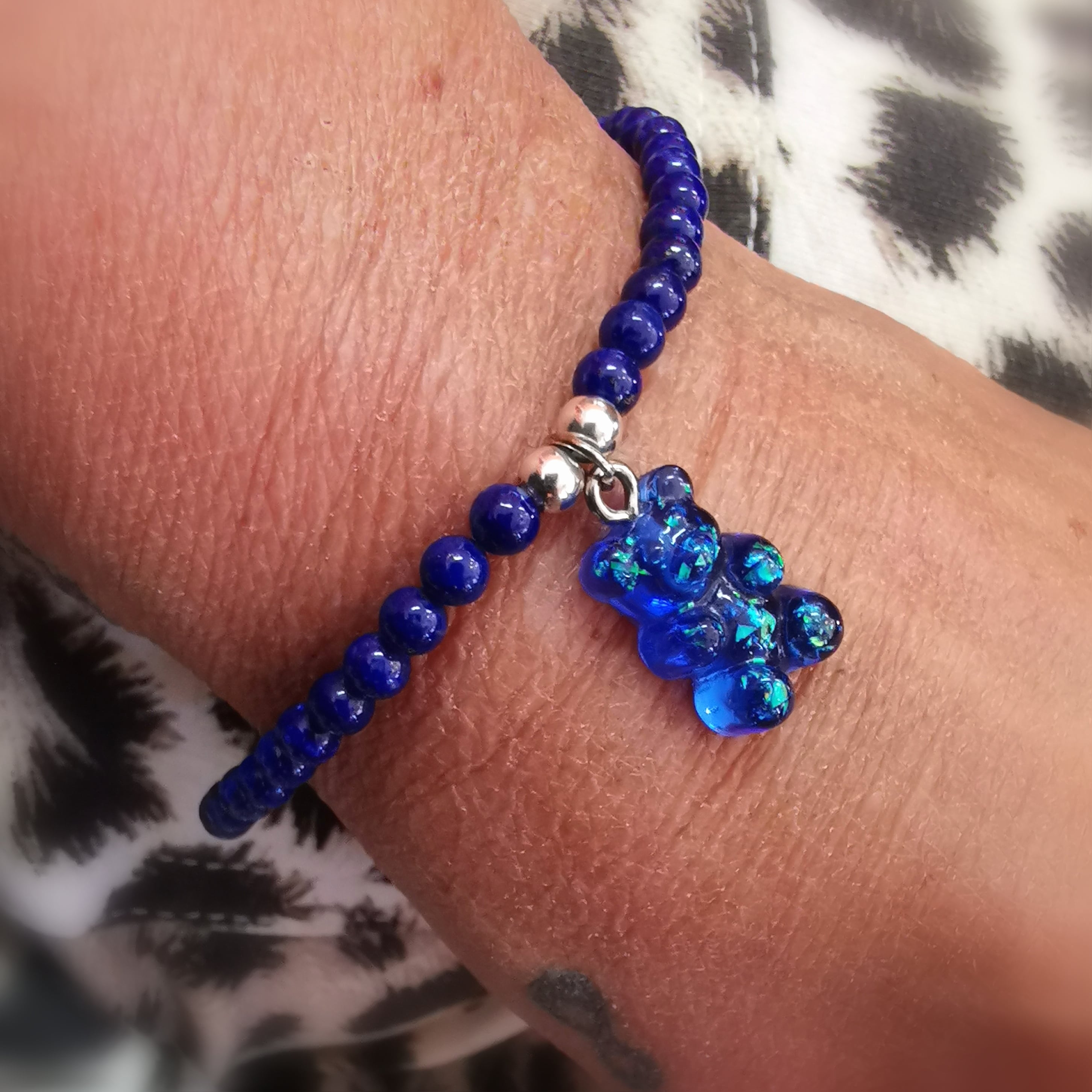 🐻 Lapislazuli Bärchen Edelstein Karma Glücksarmband – Vertrauen in die eigene Führung