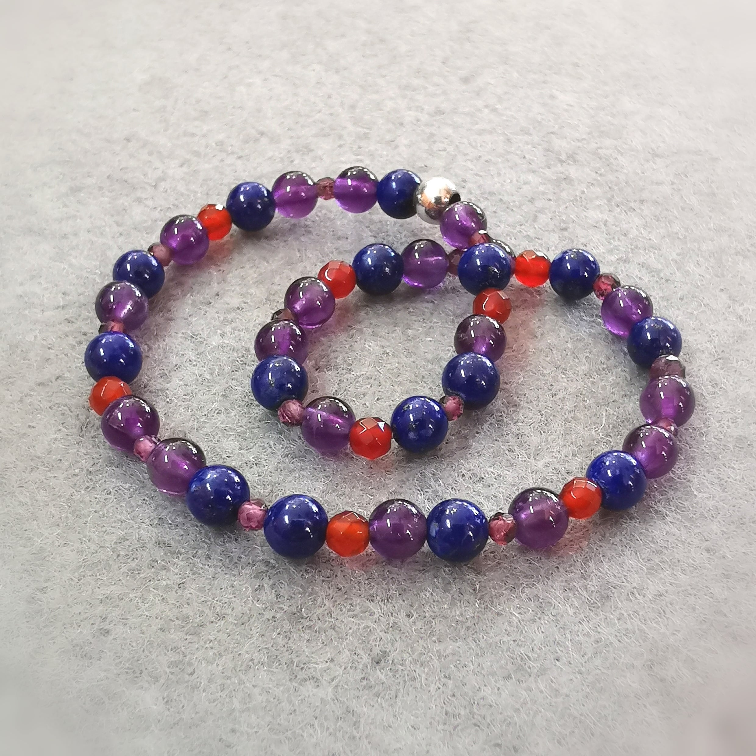 💜 Amethyst, Garnet, Lapis Lazuli & Carnelian Gemstone Karma Bracelet – I am good to myself
